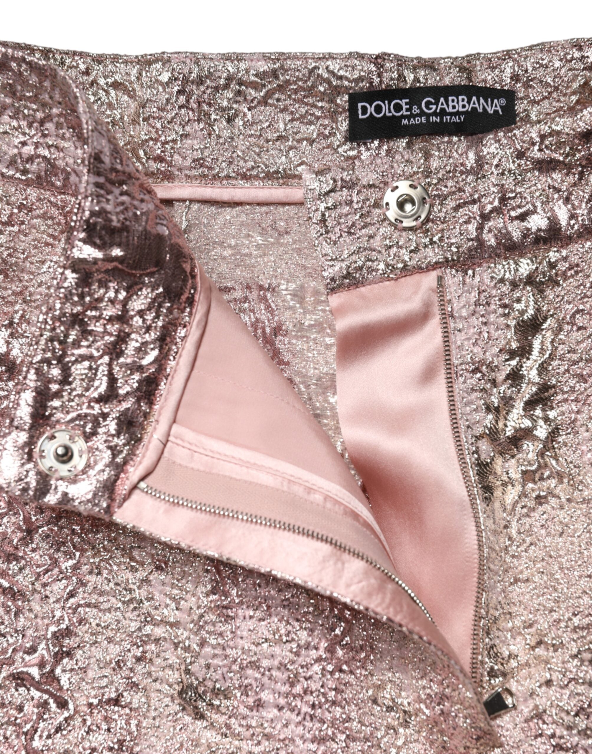 Dolce &amp; Gabbana lyserøde jacquard højtaljede hotpants shorts