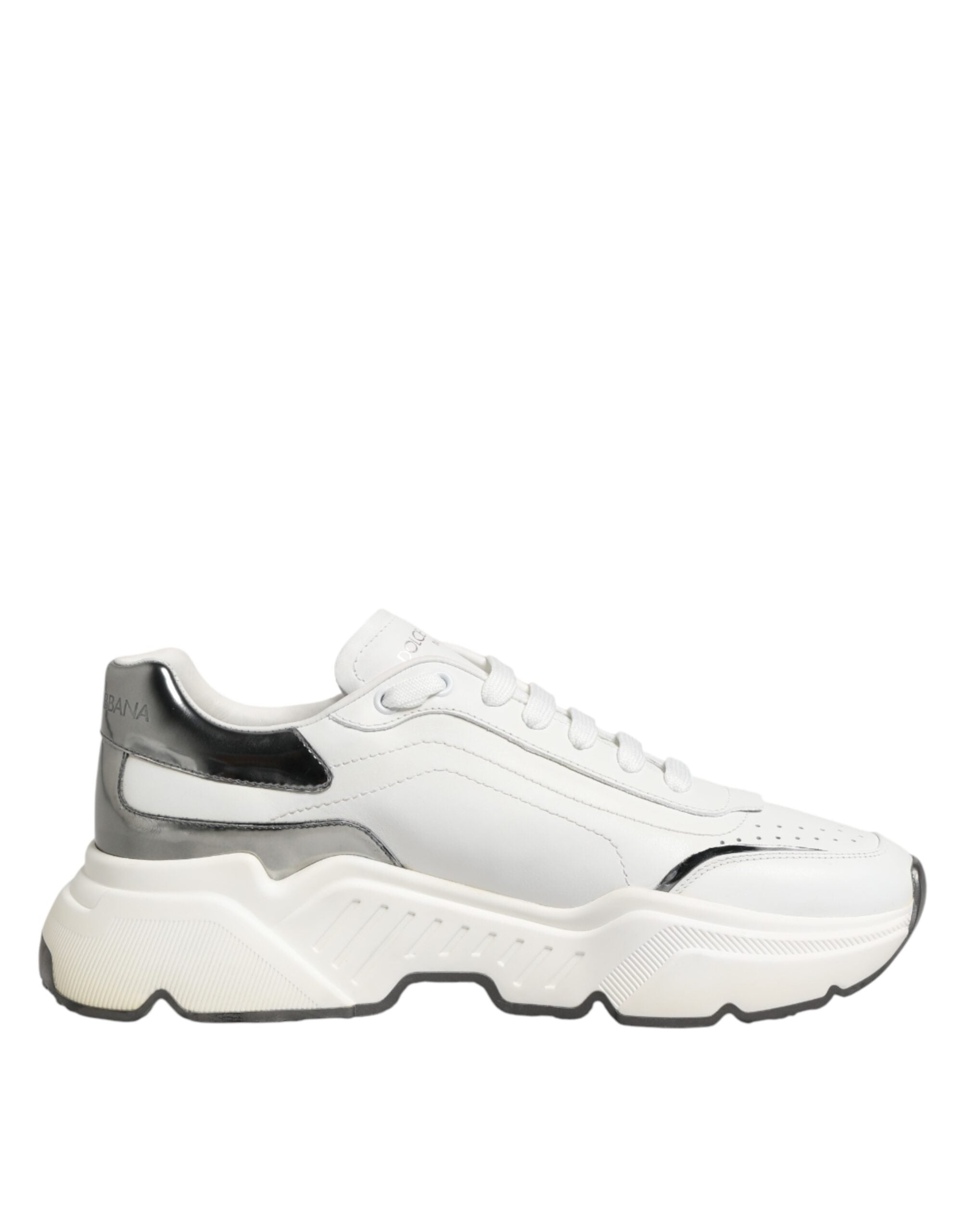 Dolce & Gabbana White Silver Daymaster Low Top Sneakers Shoes