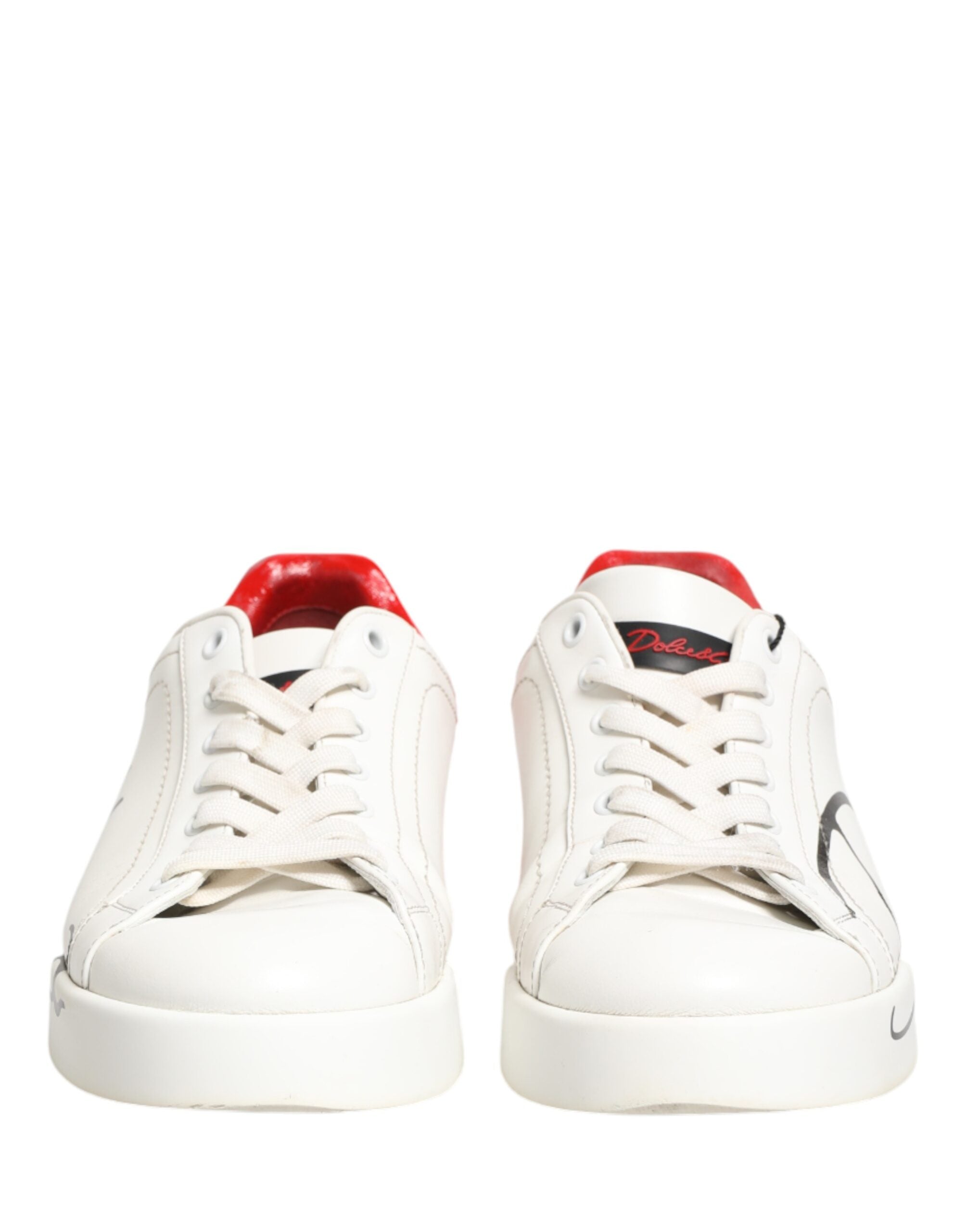 Dolce & Gabbana White Red Portofino Low Top Men Sneakers Shoes