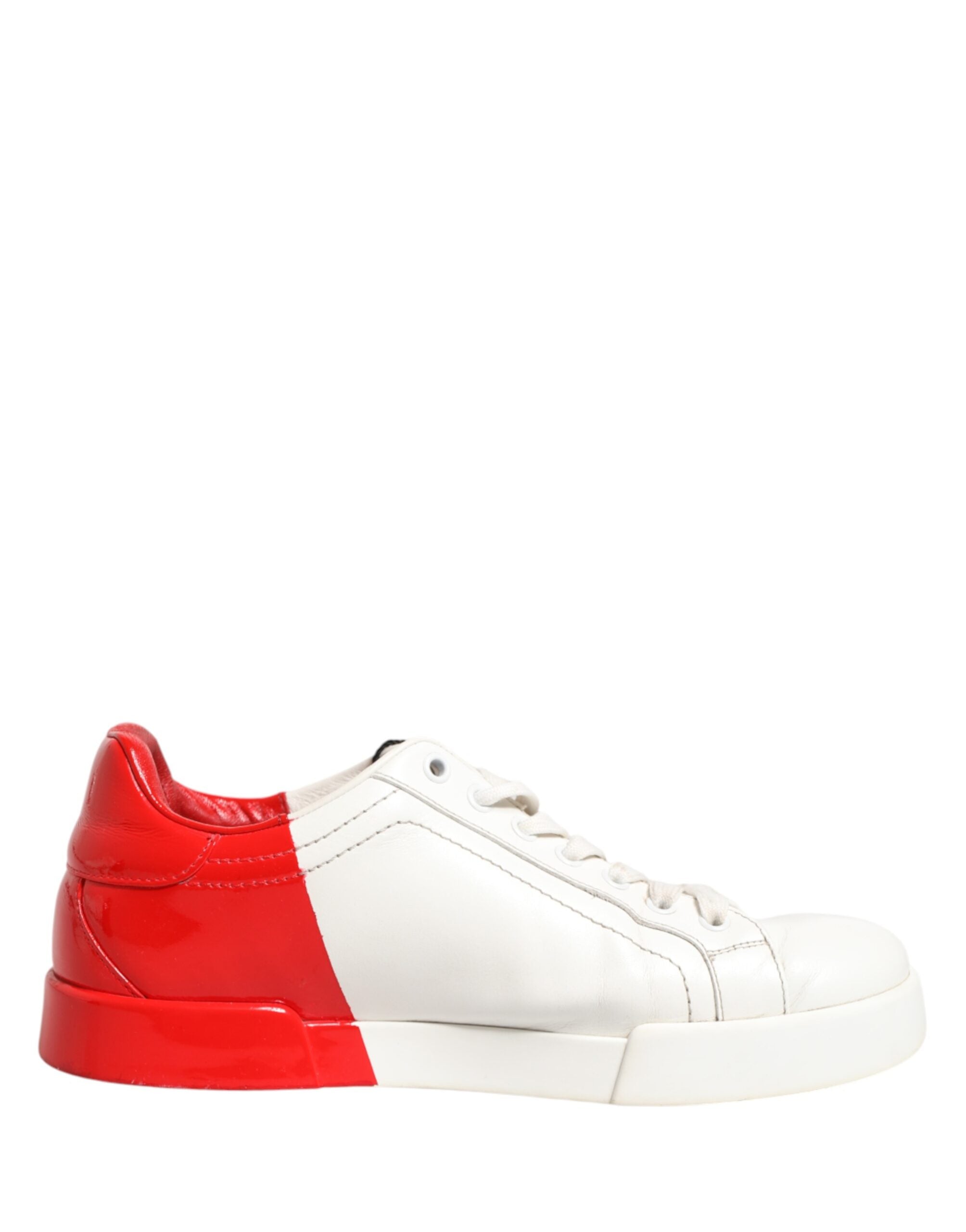 Dolce & Gabbana White Red Portofino Low Top Men Sneakers Shoes