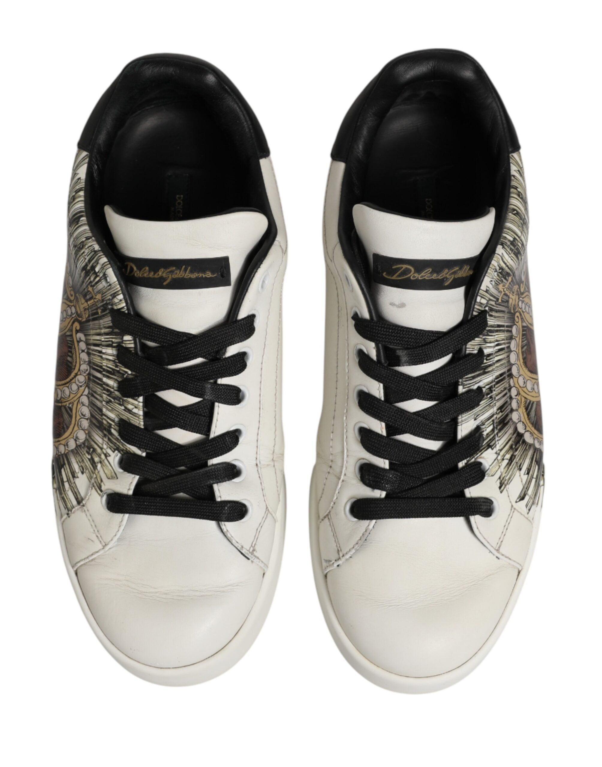 Dolce & Gabbana White Black Crown Low Top Sneakers Men  Shoes
