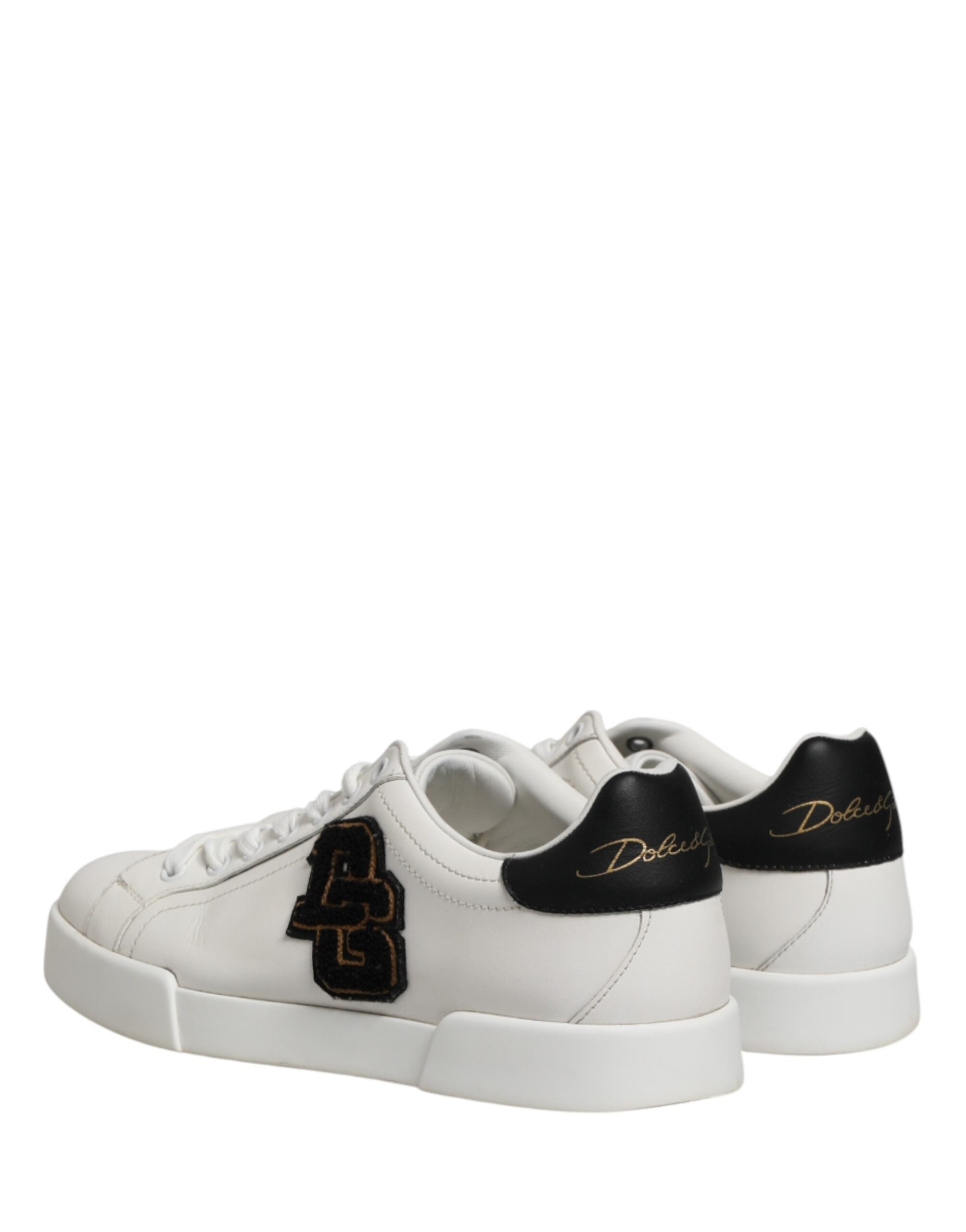 Dolce & Gabbana White Leather DG Logo Low Top Sneakers Shoes