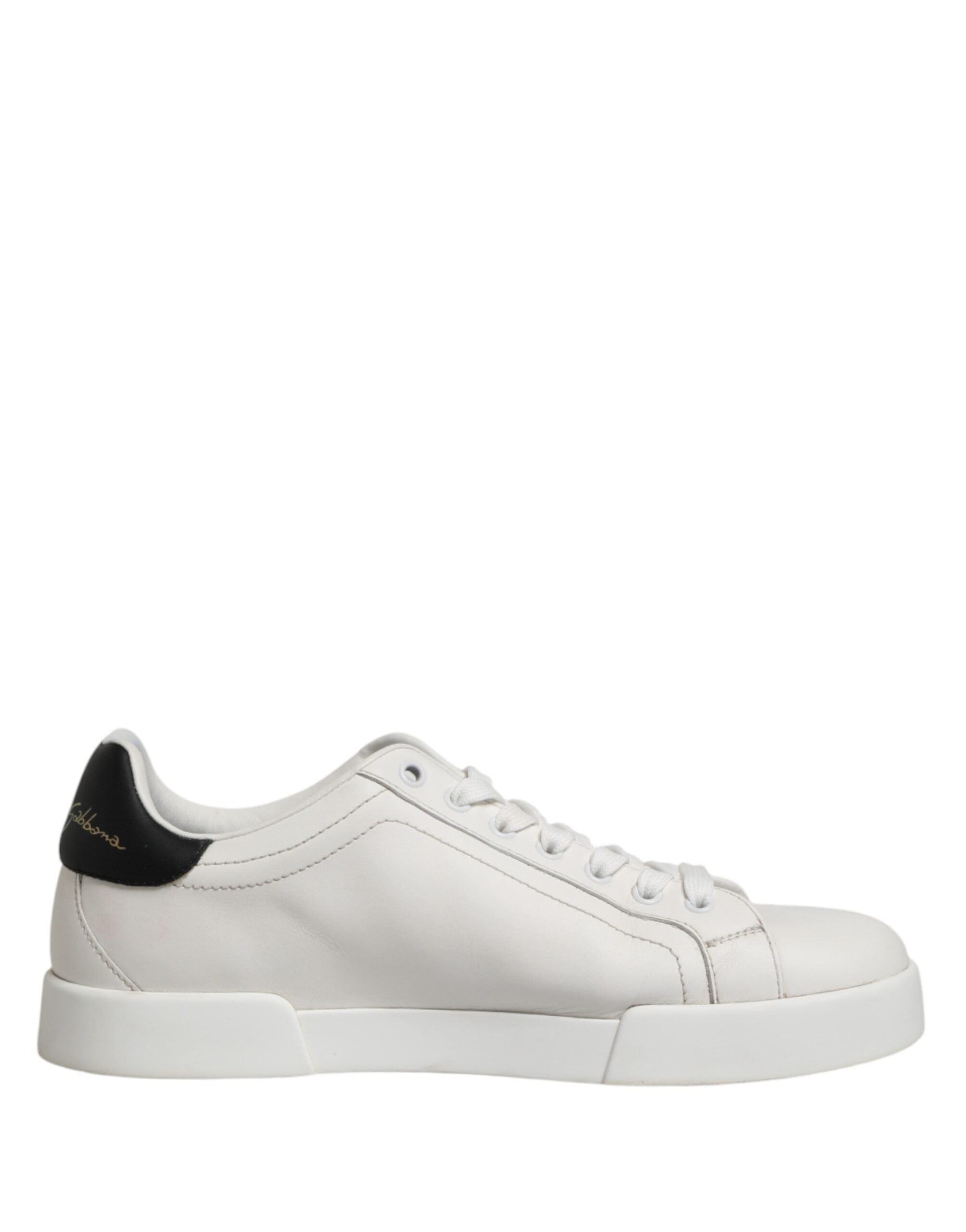 Dolce & Gabbana White Leather DG Logo Low Top Sneakers Shoes
