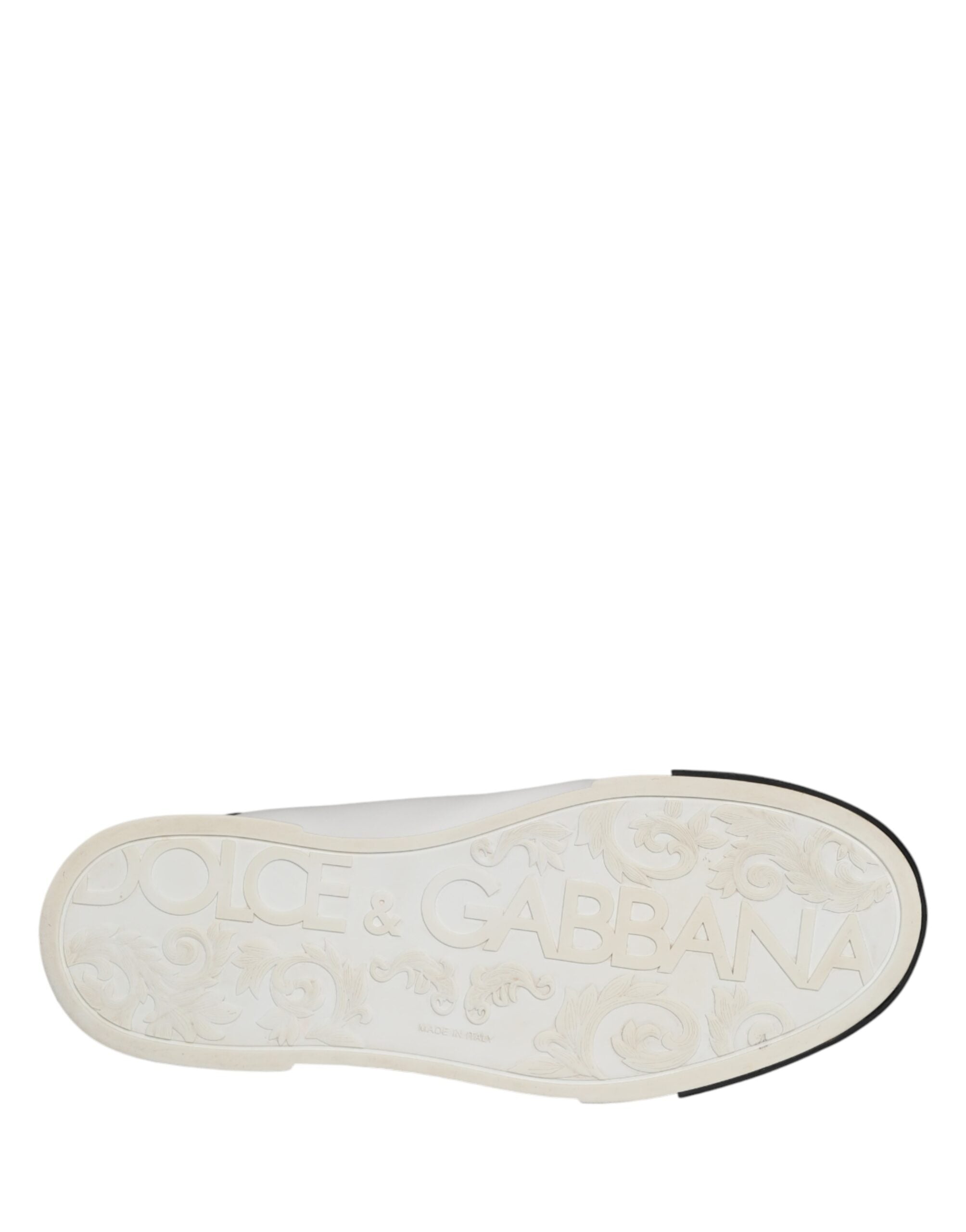 Dolce & Gabbana Black White Leather Low Top Sneakers Shoes