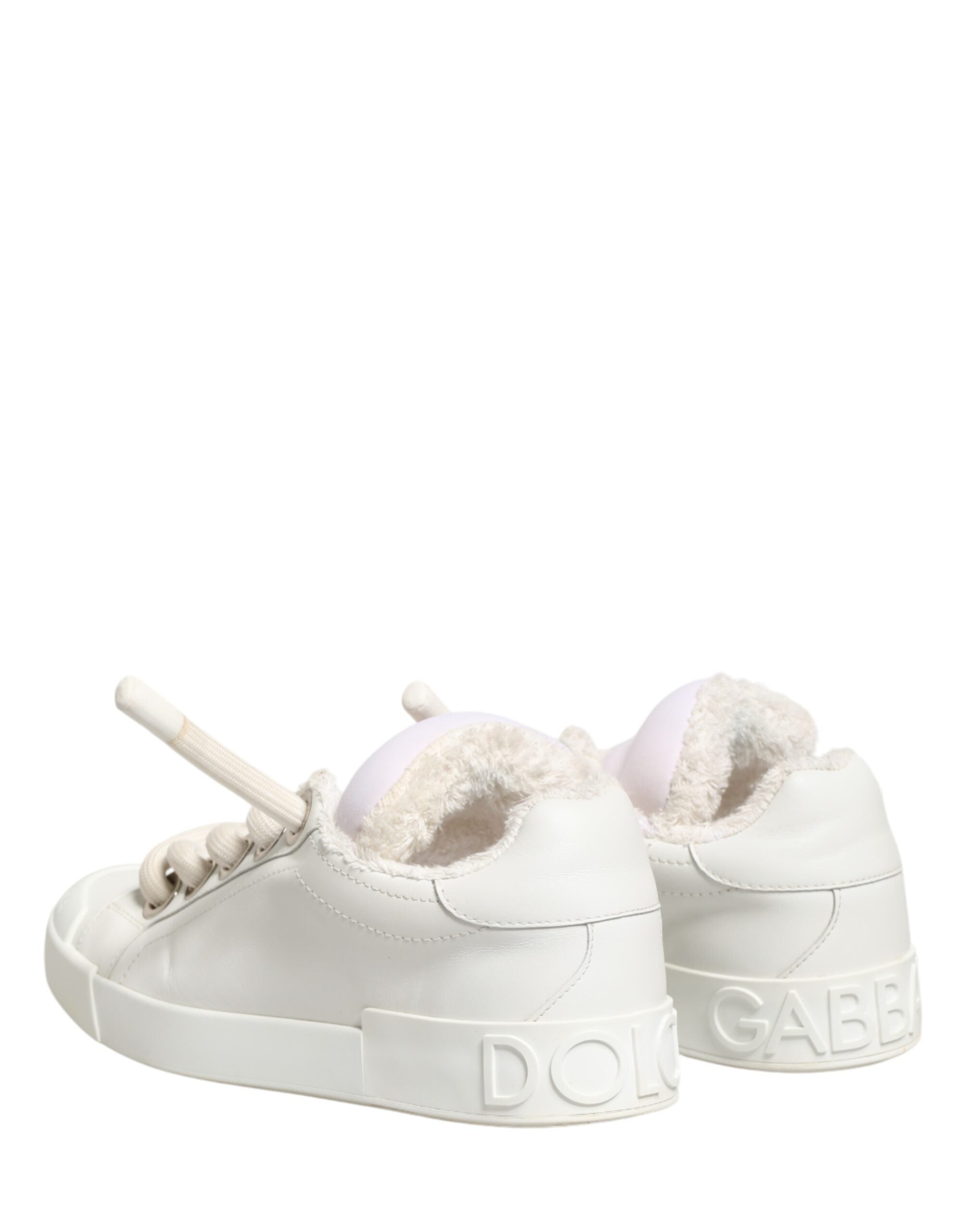 Dolce & Gabbana White Leather Men Low Top Sneakers Shoes