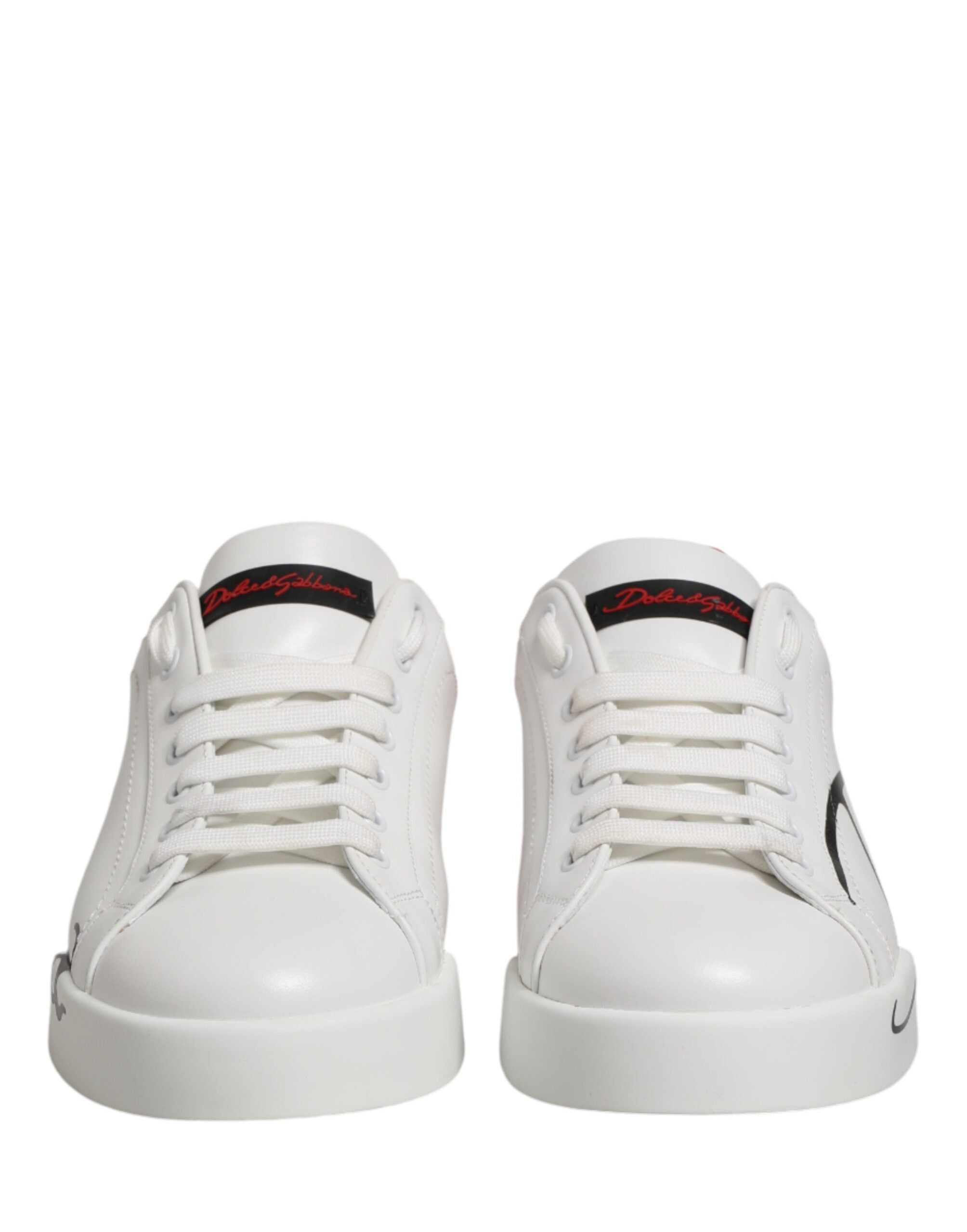 Dolce & Gabbana White Red Portofino Low Top Men Sneakers Shoes