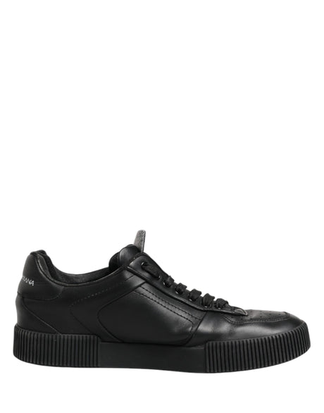 Dolce &amp; Gabbana Sorte MIAMI Calf Low Top Herre Sneakers Sko