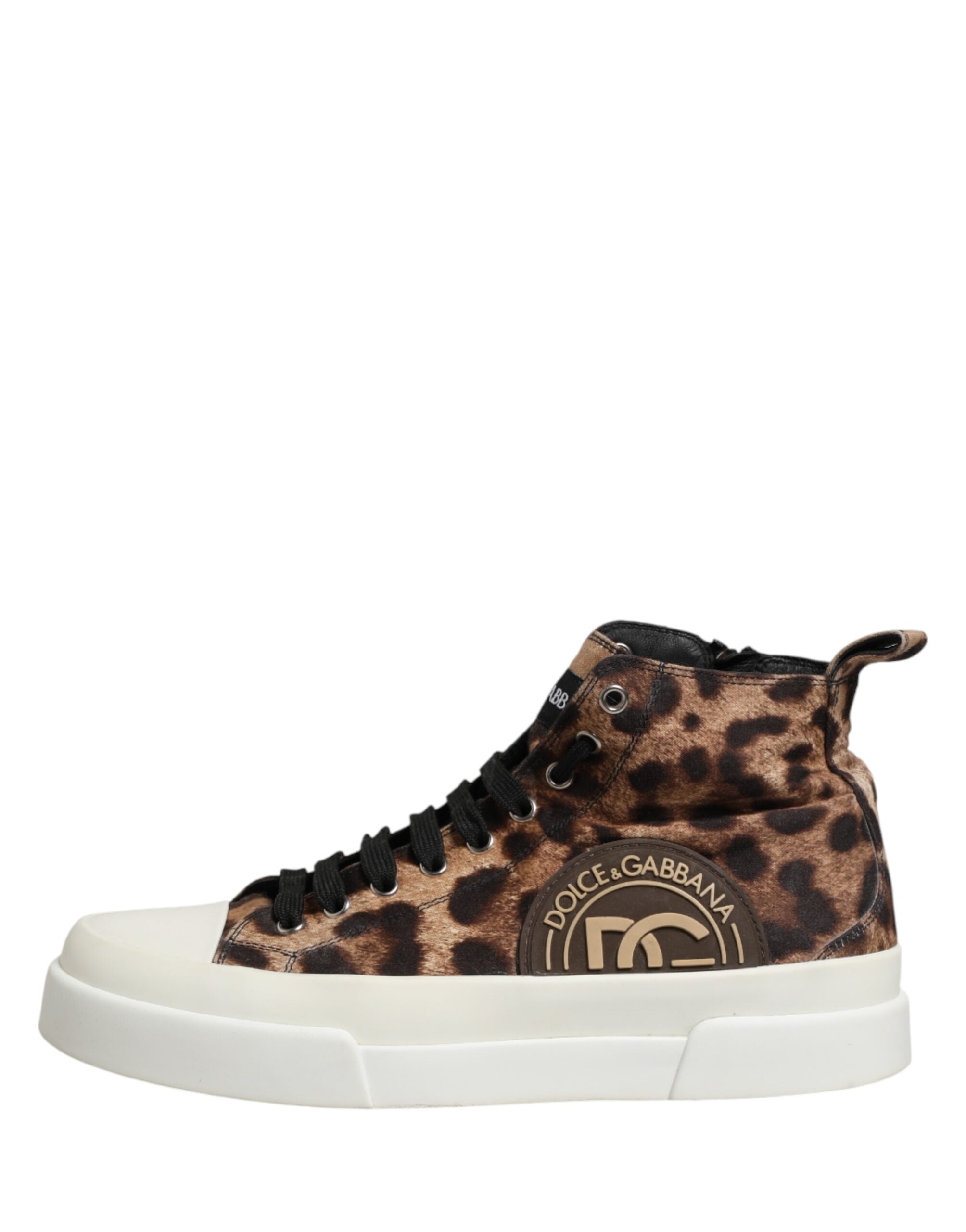Dolce & Gabbana Brown Leopard Cotton High Top Sneakers  Shoes