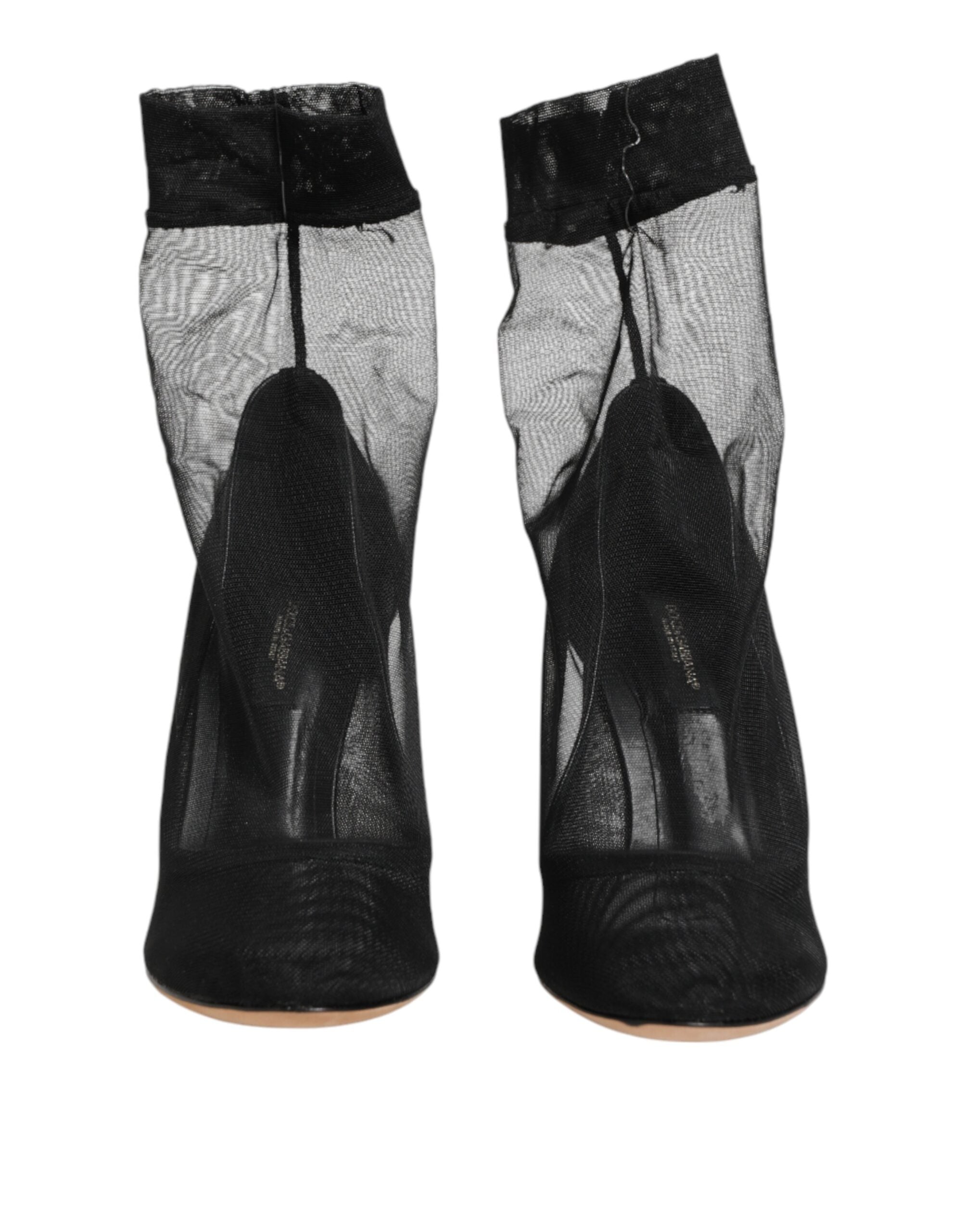 Dolce &amp; Gabbana Sorte Nylon Stretch Mesh Sok Støvler Sko