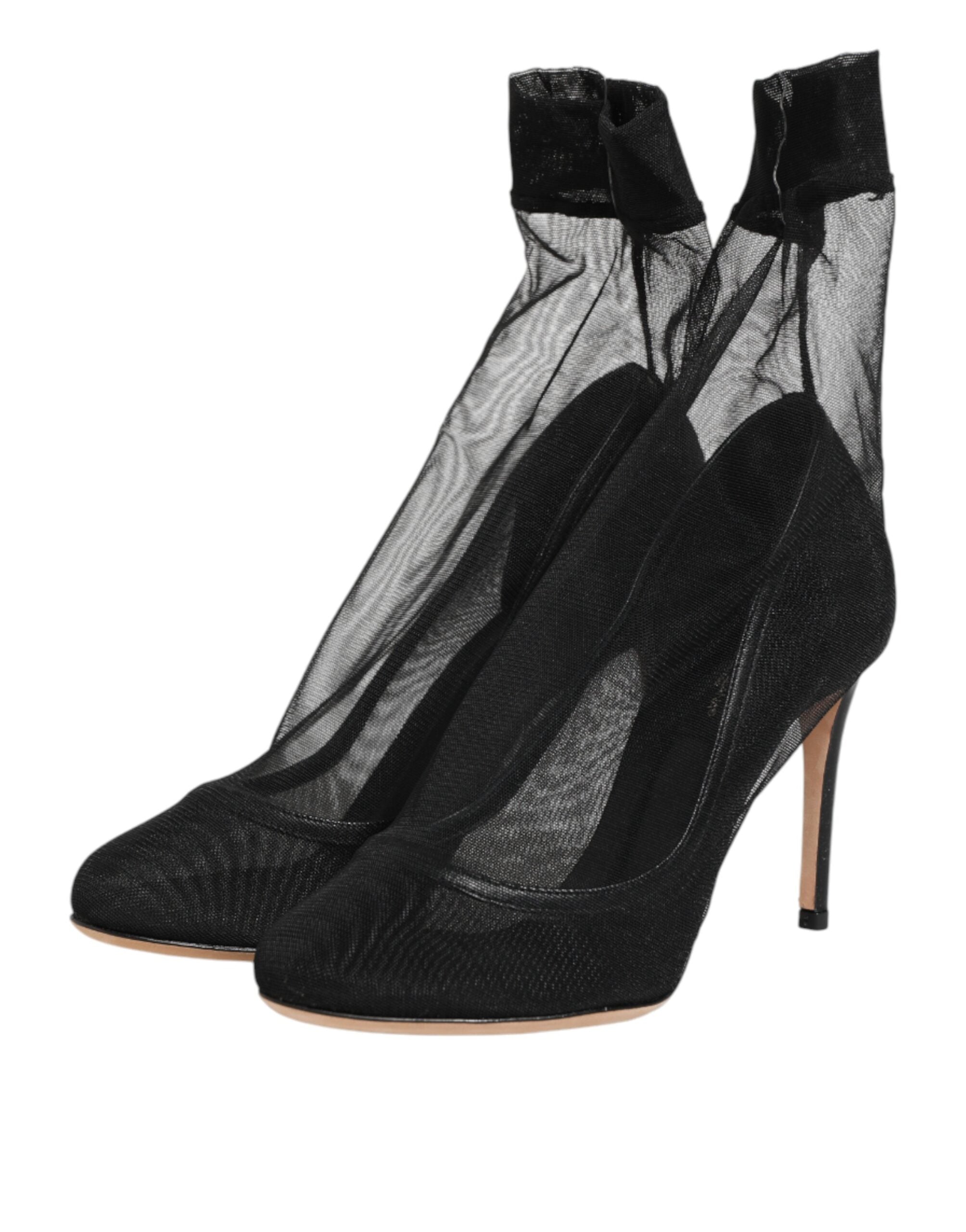 Dolce &amp; Gabbana Sorte Nylon Stretch Mesh Sok Støvler Sko