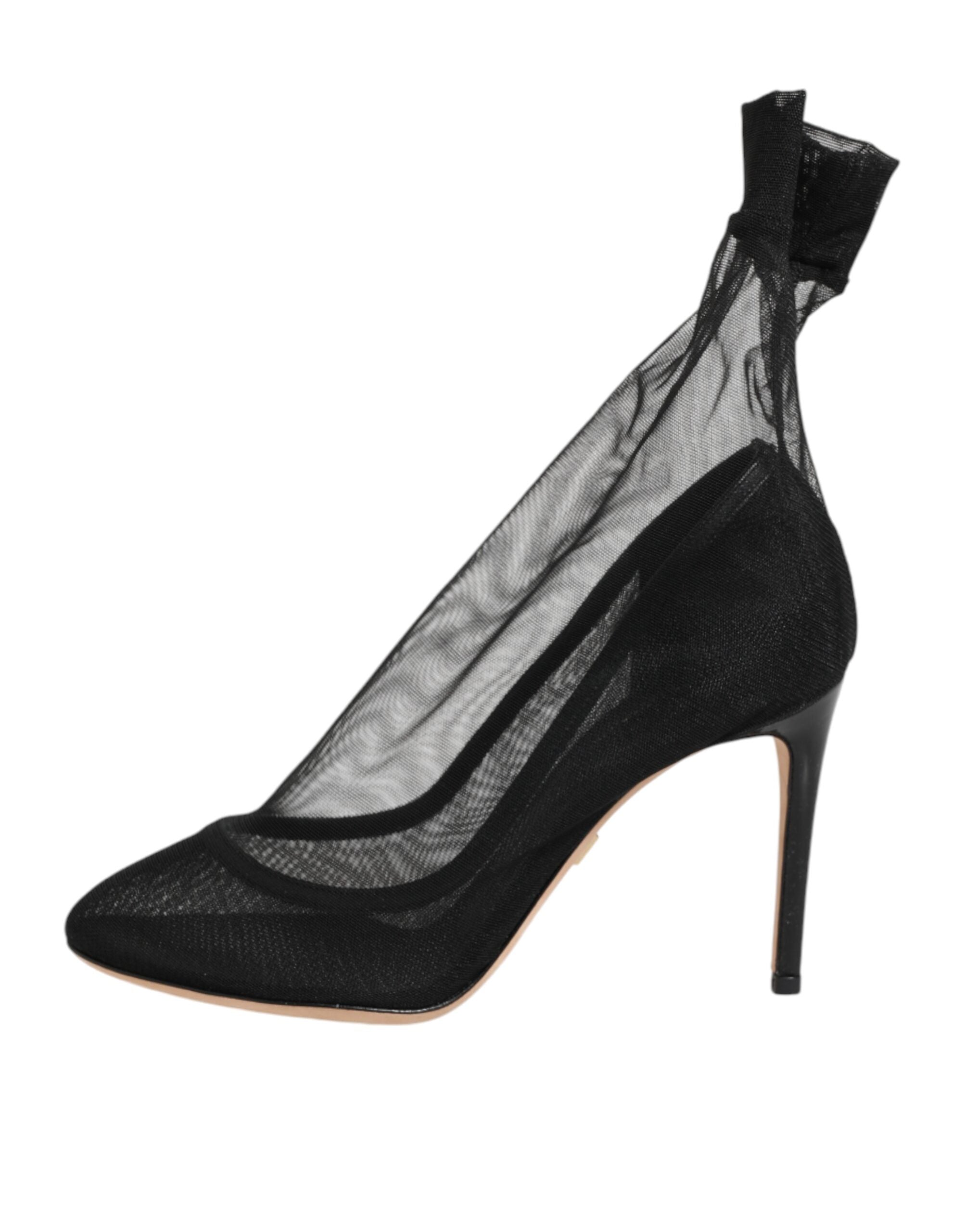 Dolce &amp; Gabbana Sorte Nylon Stretch Mesh Sok Støvler Sko