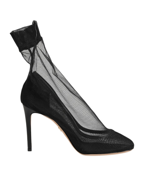 Dolce &amp; Gabbana Sorte Nylon Stretch Mesh Sok Støvler Sko