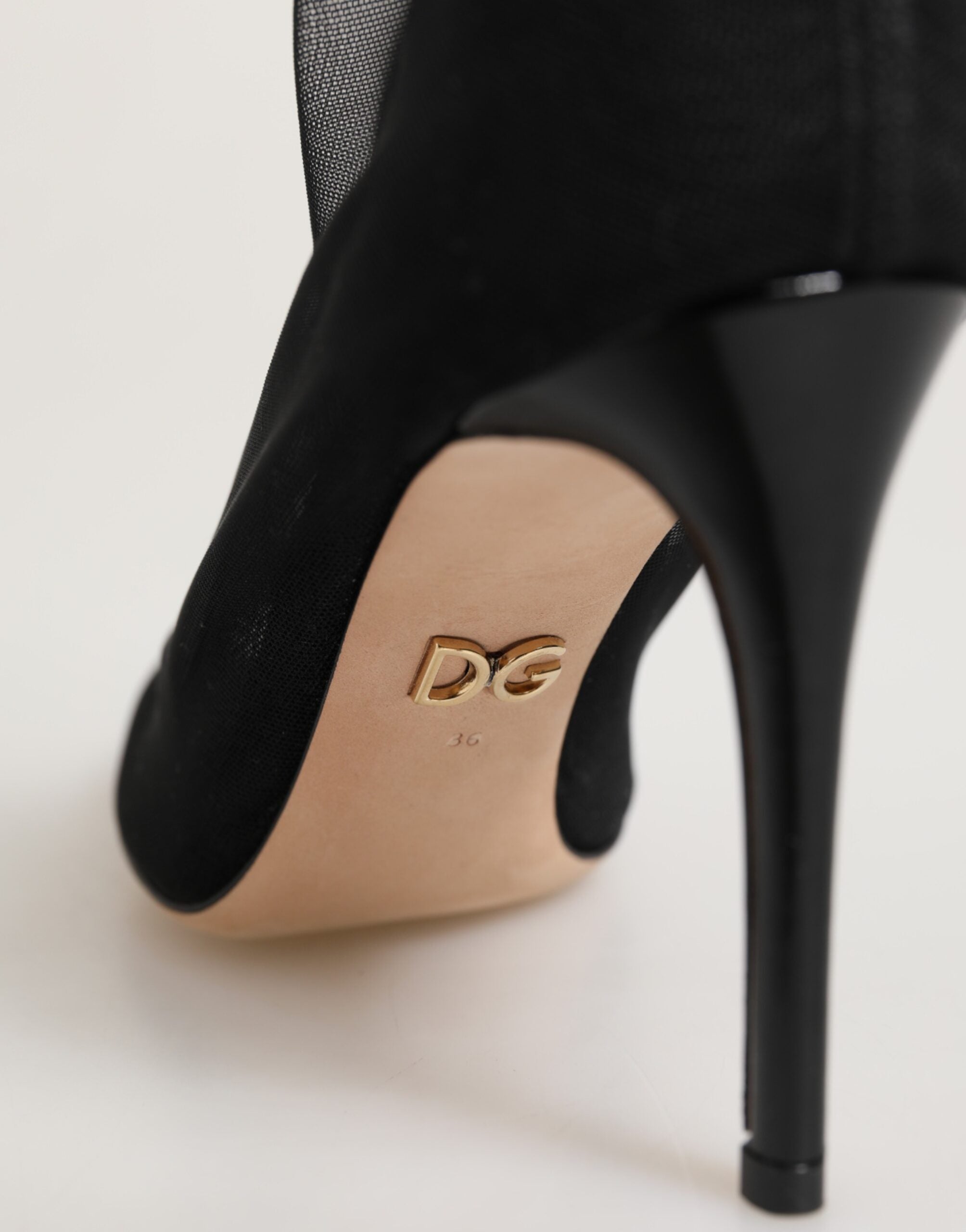 Dolce &amp; Gabbana Sorte Nylon Stretch Mesh Sok Støvler Sko