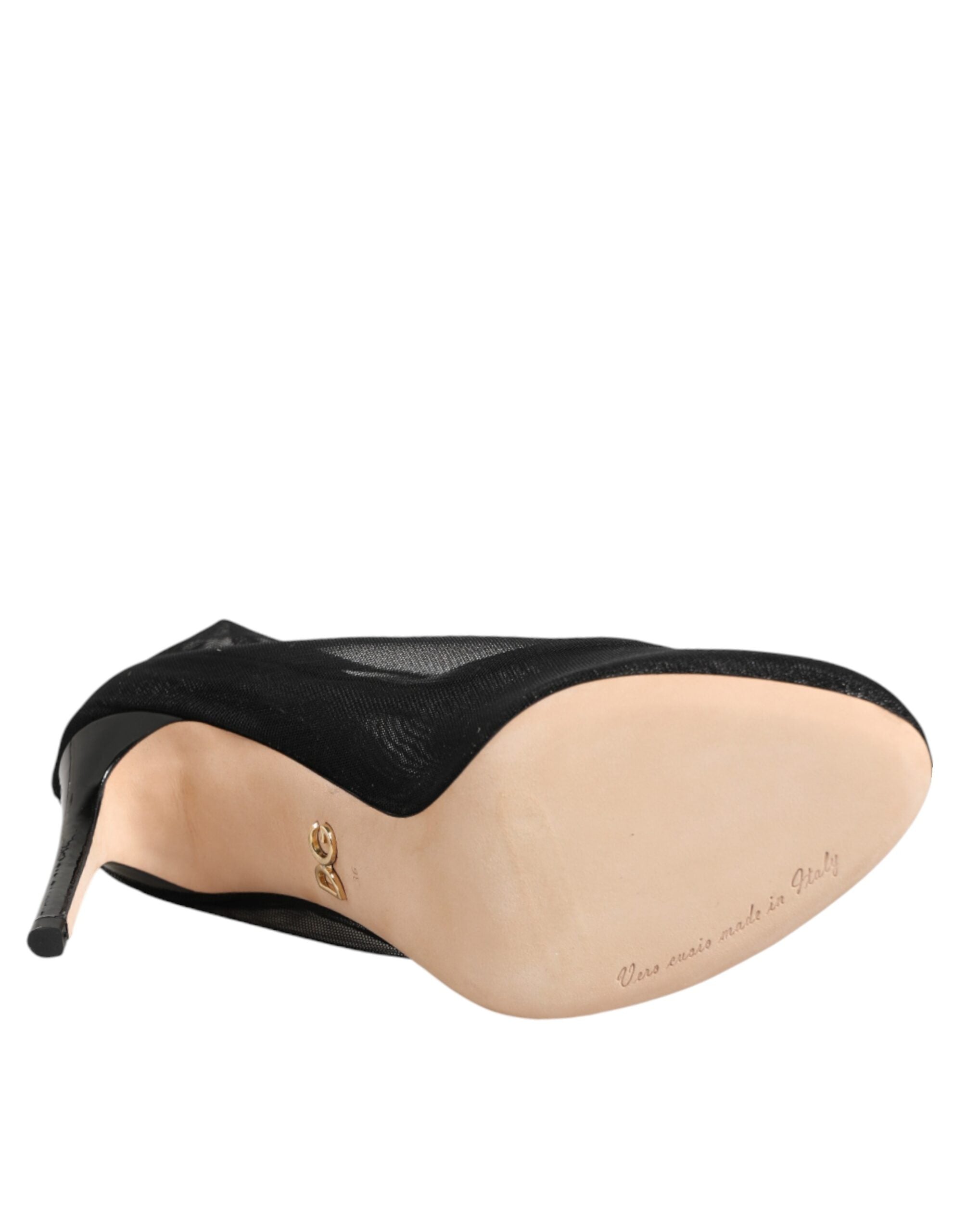 Dolce &amp; Gabbana Sorte Nylon Stretch Mesh Sok Støvler Sko
