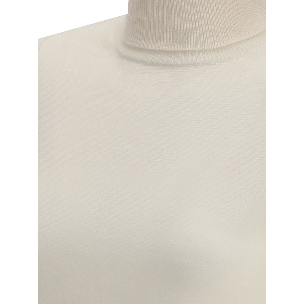 Max Mara White Wool Turtleneck
