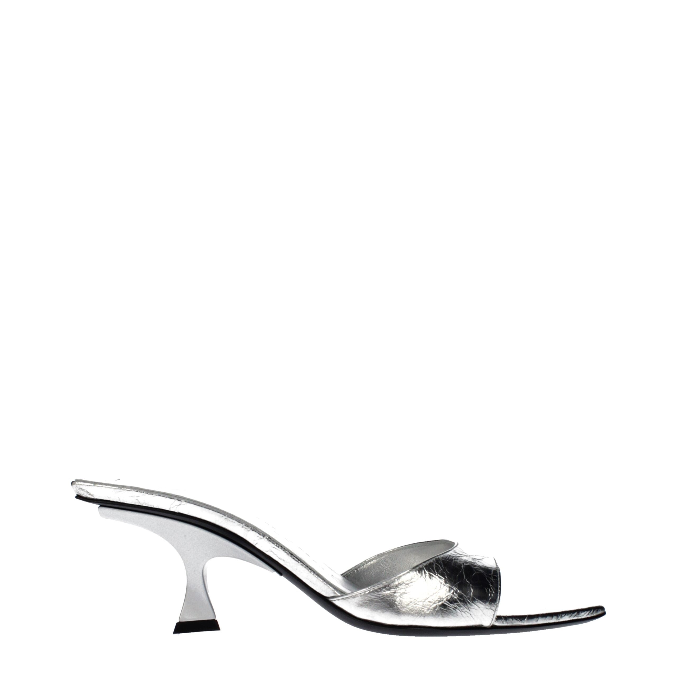 The Attico Gray Leather Flat Sandals