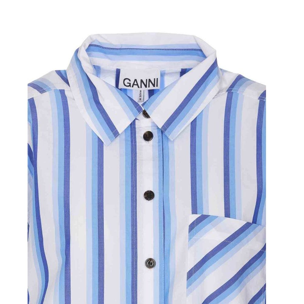 Ganni Blue Cotton Pattern Shirt