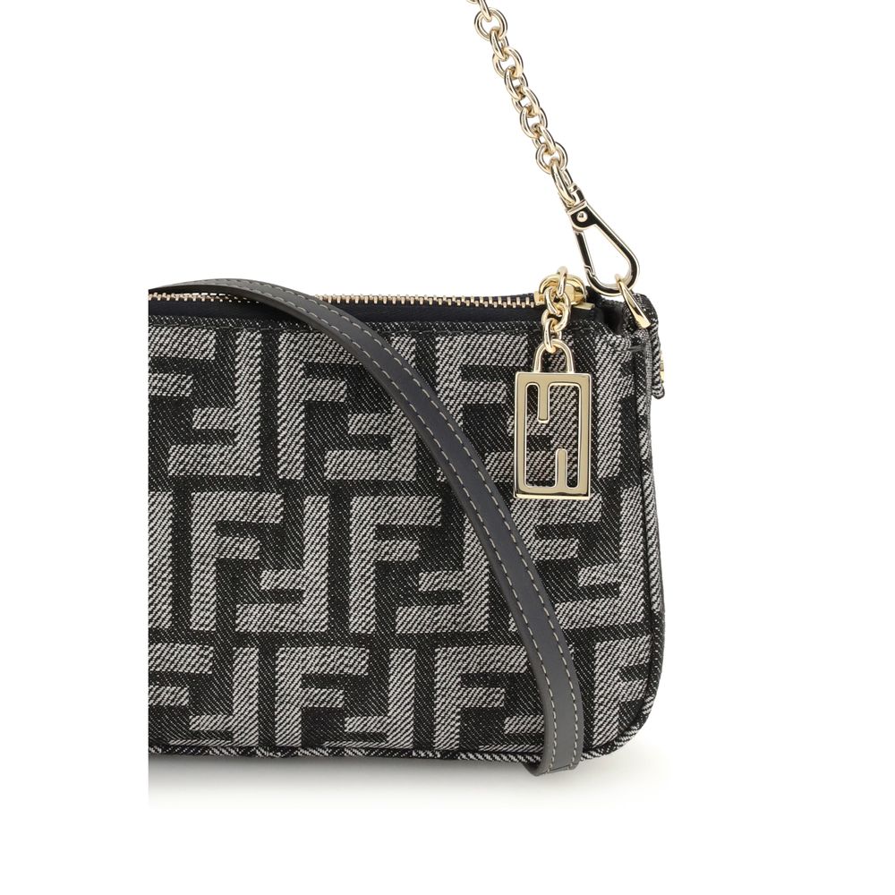 Fendi Blue Cotton Shoulder Bag