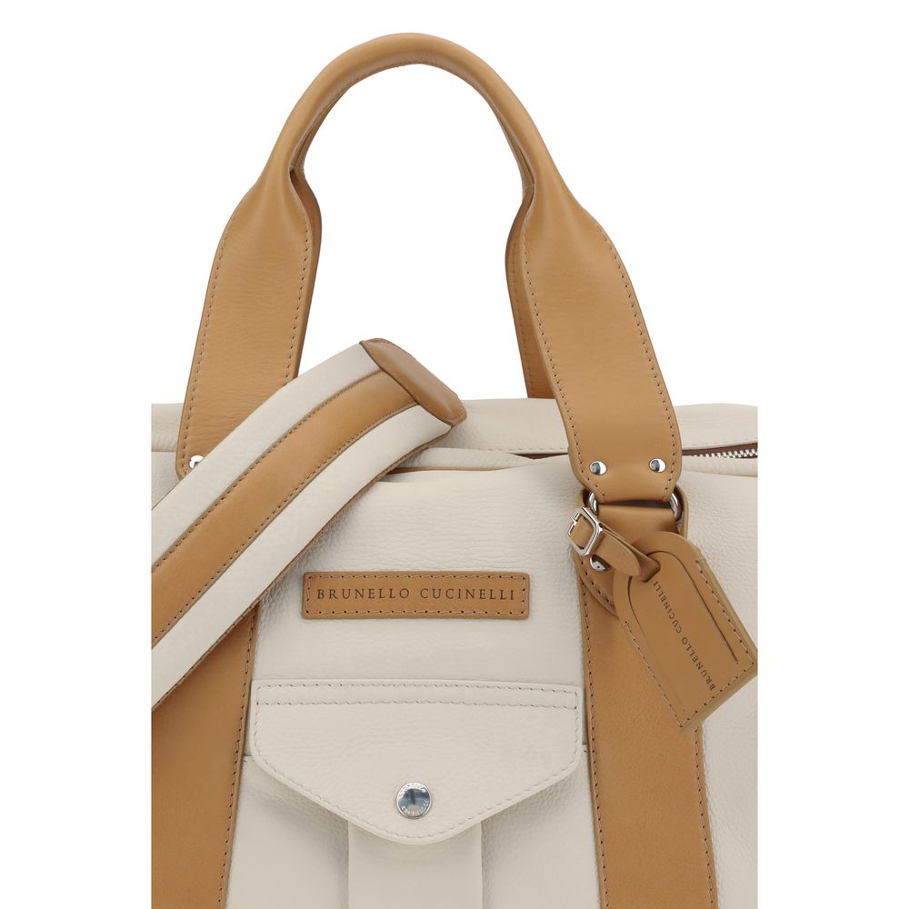 Brunello Cucinelli Beige Calf Leather Bos Taurus Luggage And Travel