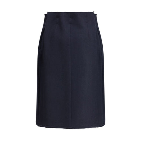 Prada Blue Fleece Wool Midi Skirt