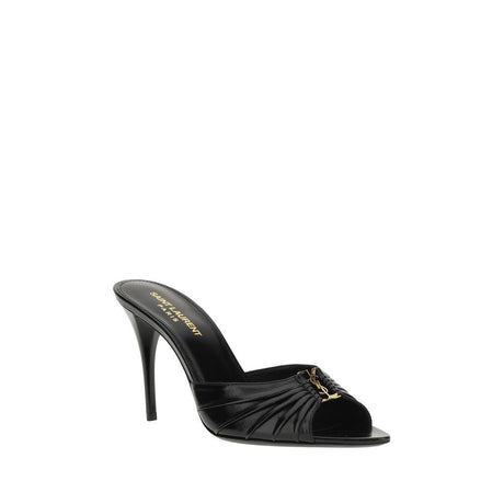 Saint Laurent Black Lamb Ovis Aries Aries Stiletto Heel Sandals