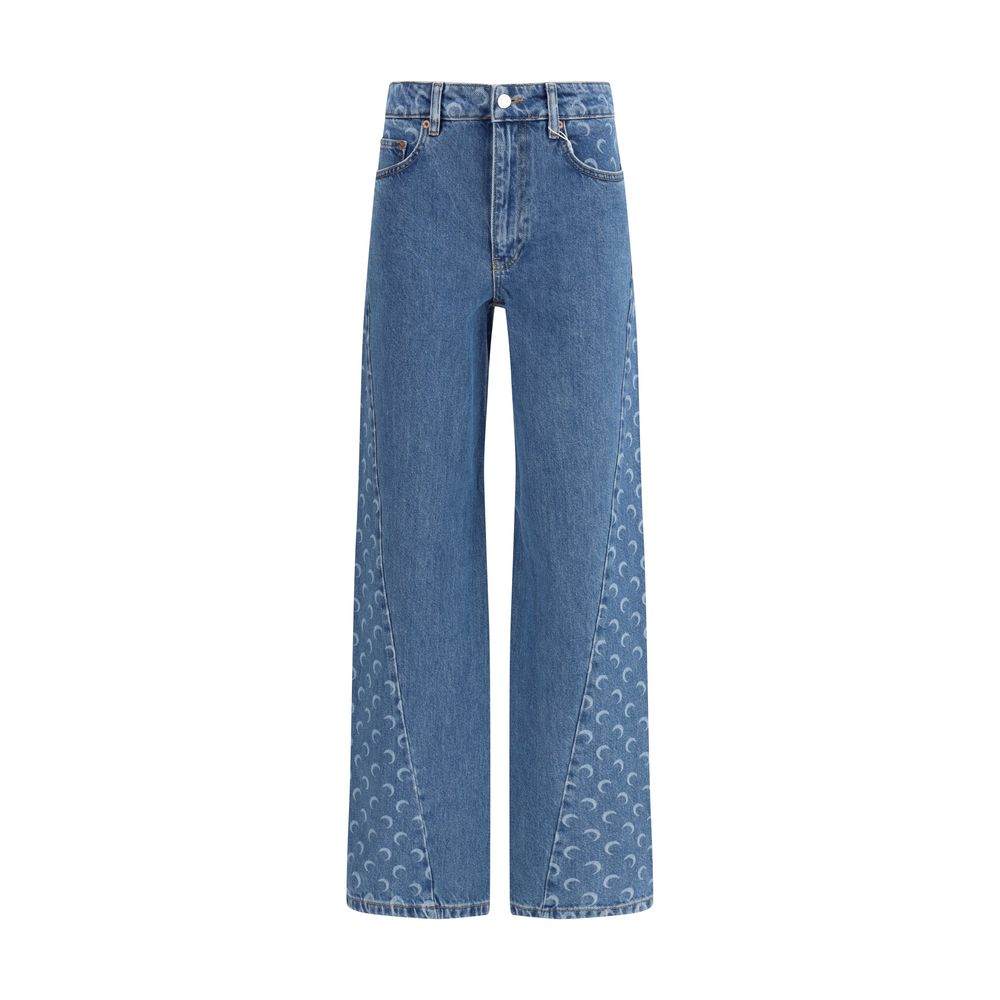 Marine Serre Light Blue Cotton Relaxed Fit Jeans