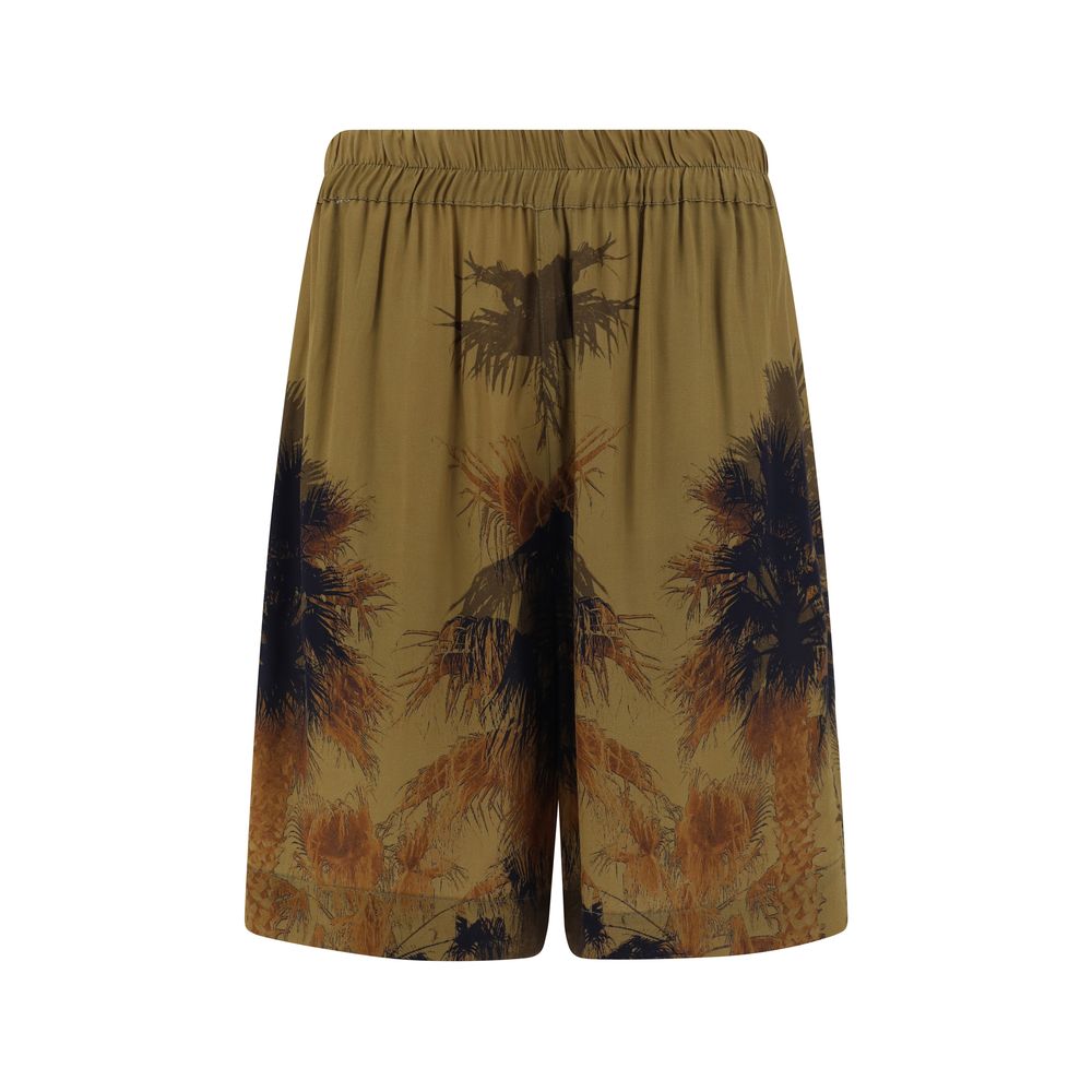 Laneus Brown Viscose Bermuda Shorts