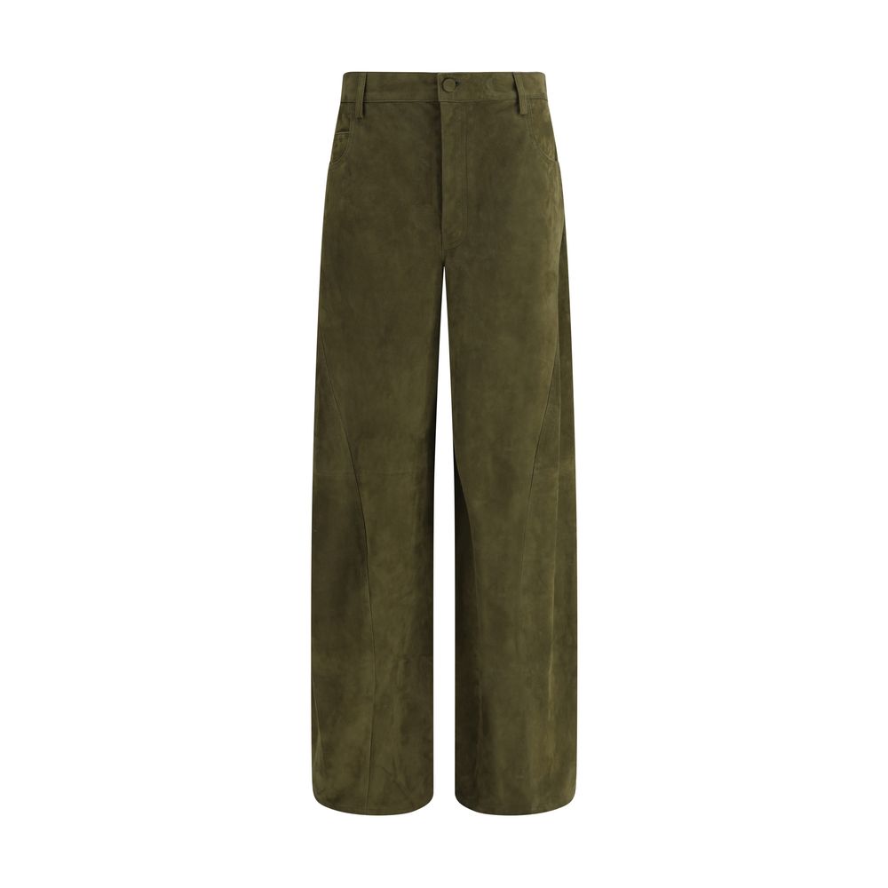 Marni Green Calf Leather Bos Taurus Casual Pants
