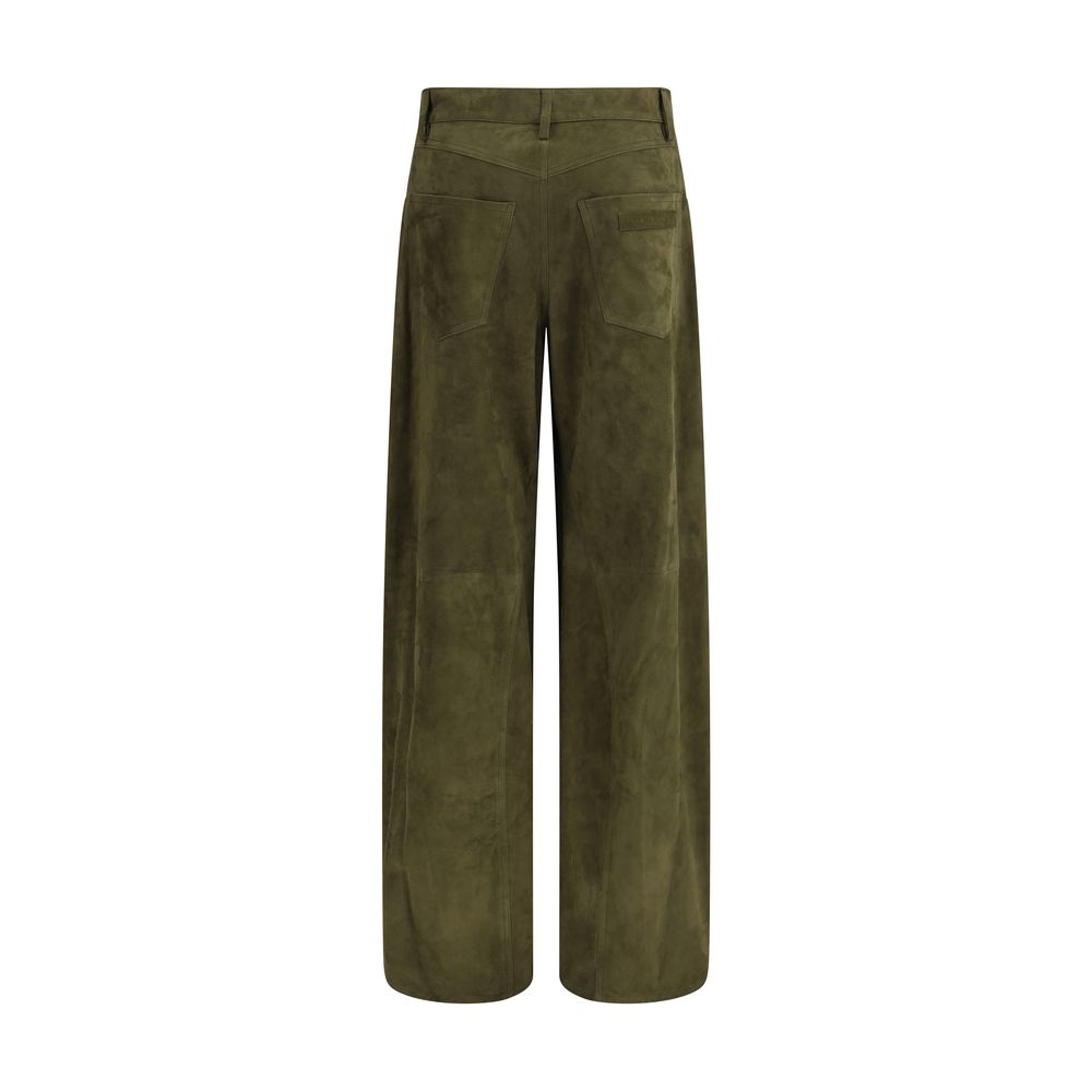 Marni Green Calf Leather Bos Taurus Casual Pants