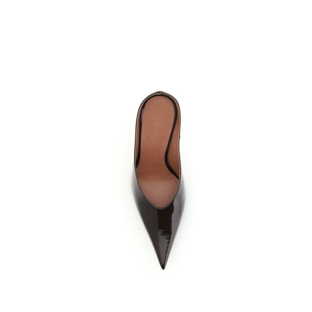 Amina Muaddi Brown Calf Leather Bos Taurus Platform Pumps