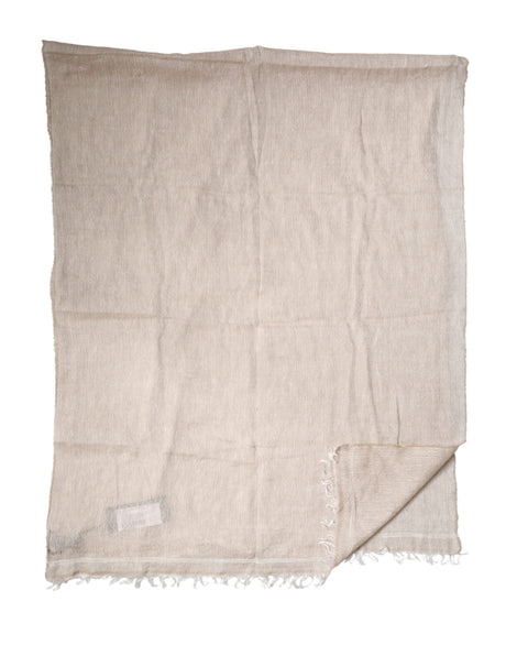 Dolce &amp; Gabbana Beige Hør Halstørklæde Herre Sjal med Frynser