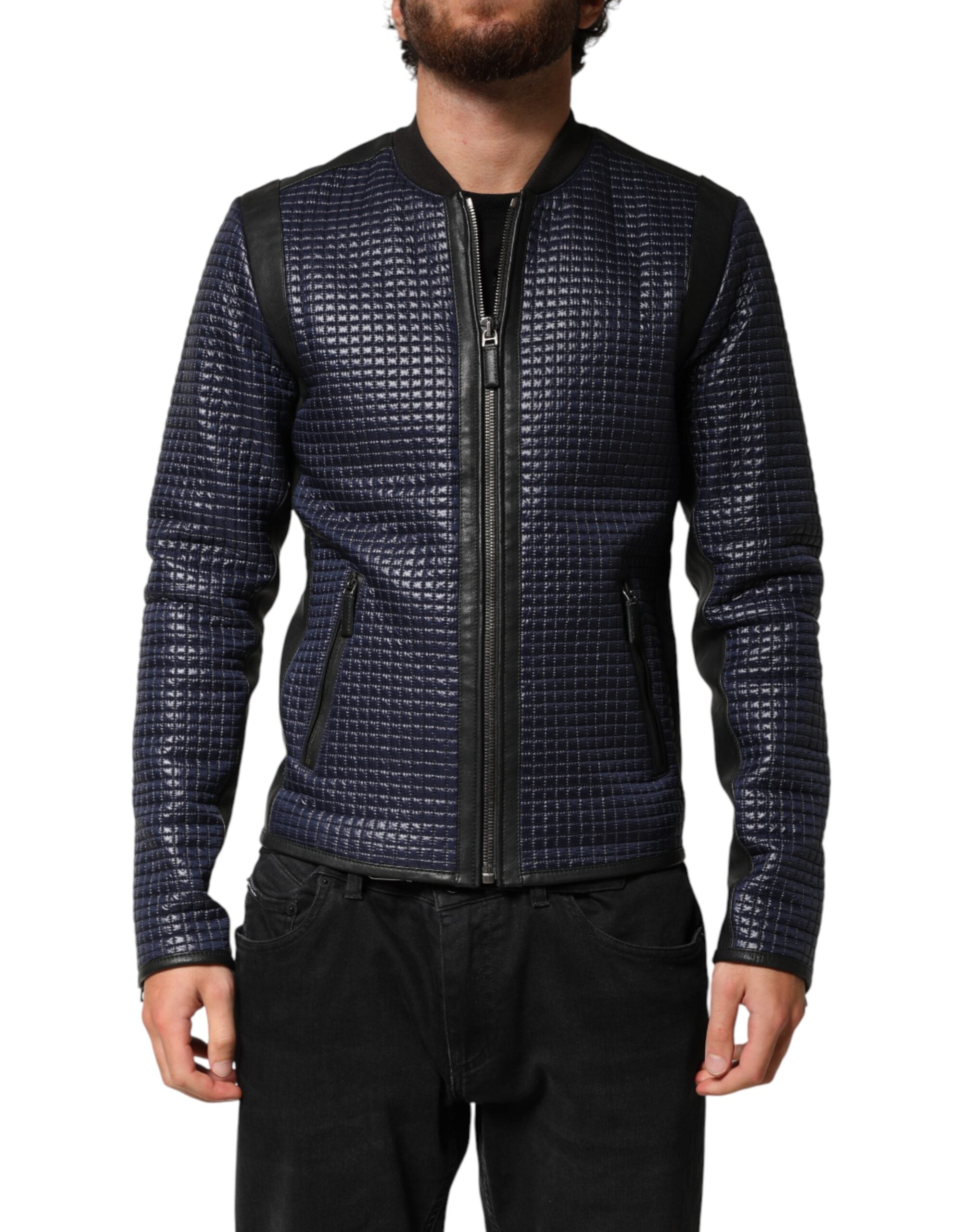 Dolce &amp; Gabbana Blå Nylon Full Zip Bomber Herrejakke