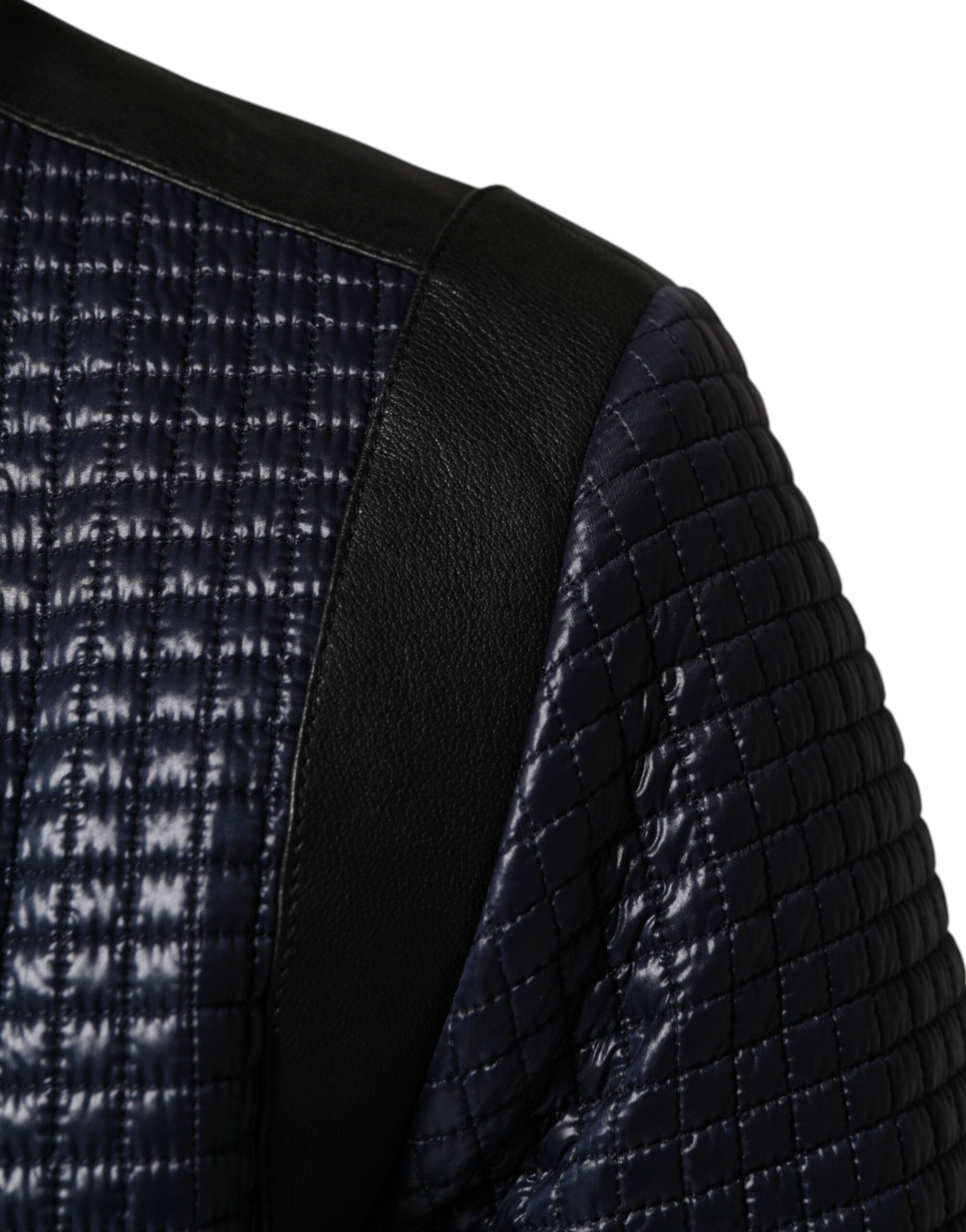 Dolce &amp; Gabbana Blå Nylon Full Zip Bomber Herrejakke