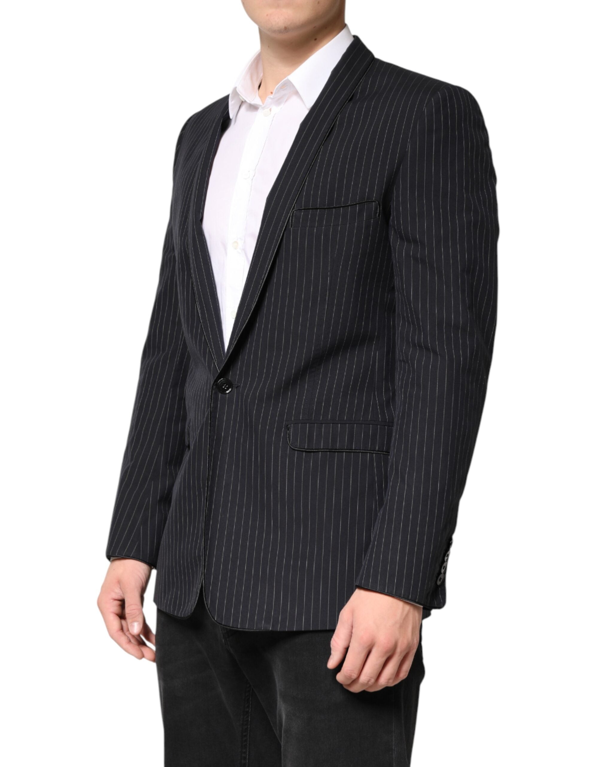 Dolce &amp; Gabbana Sorte Striber 1 Knap Habitjakke Blazer