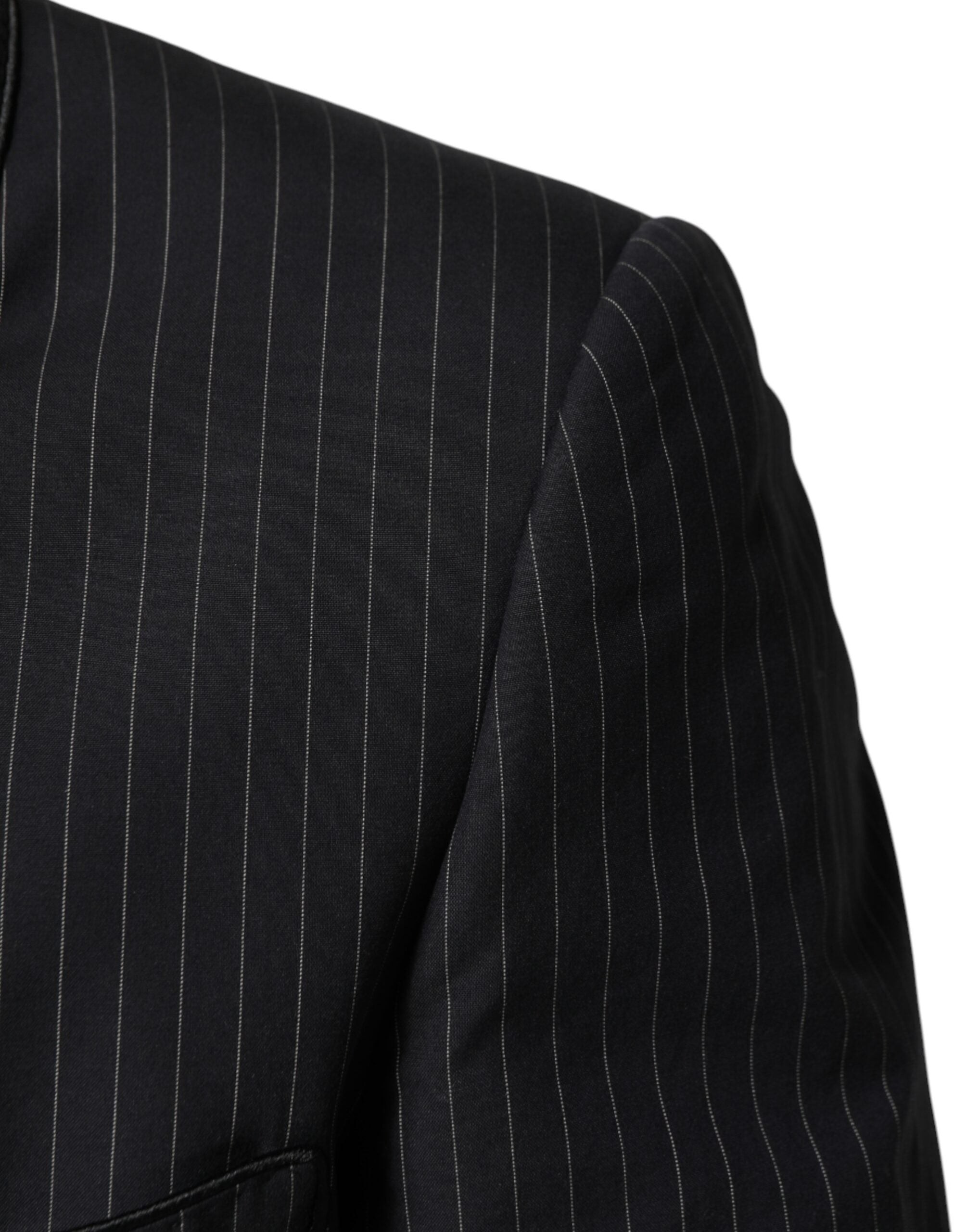 Dolce &amp; Gabbana Sorte Striber 1 Knap Habitjakke Blazer