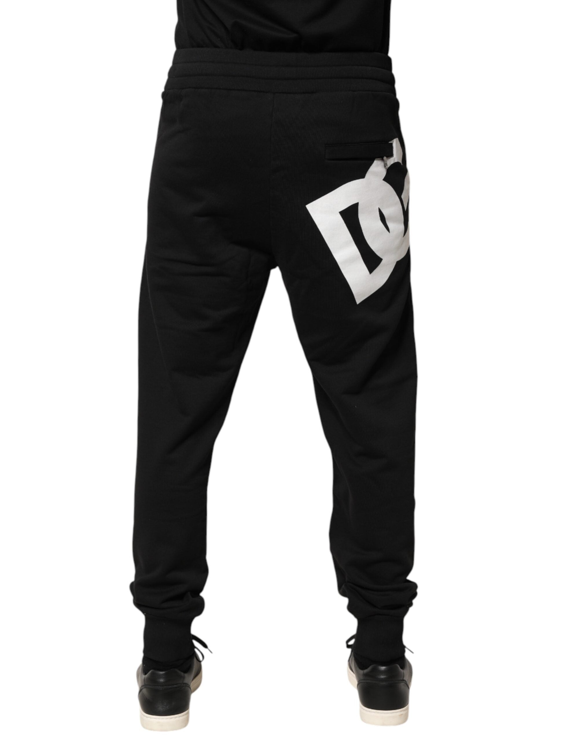 Dolce & Gabbana Black Cotton Mid Waist Jogger Trousers Pants