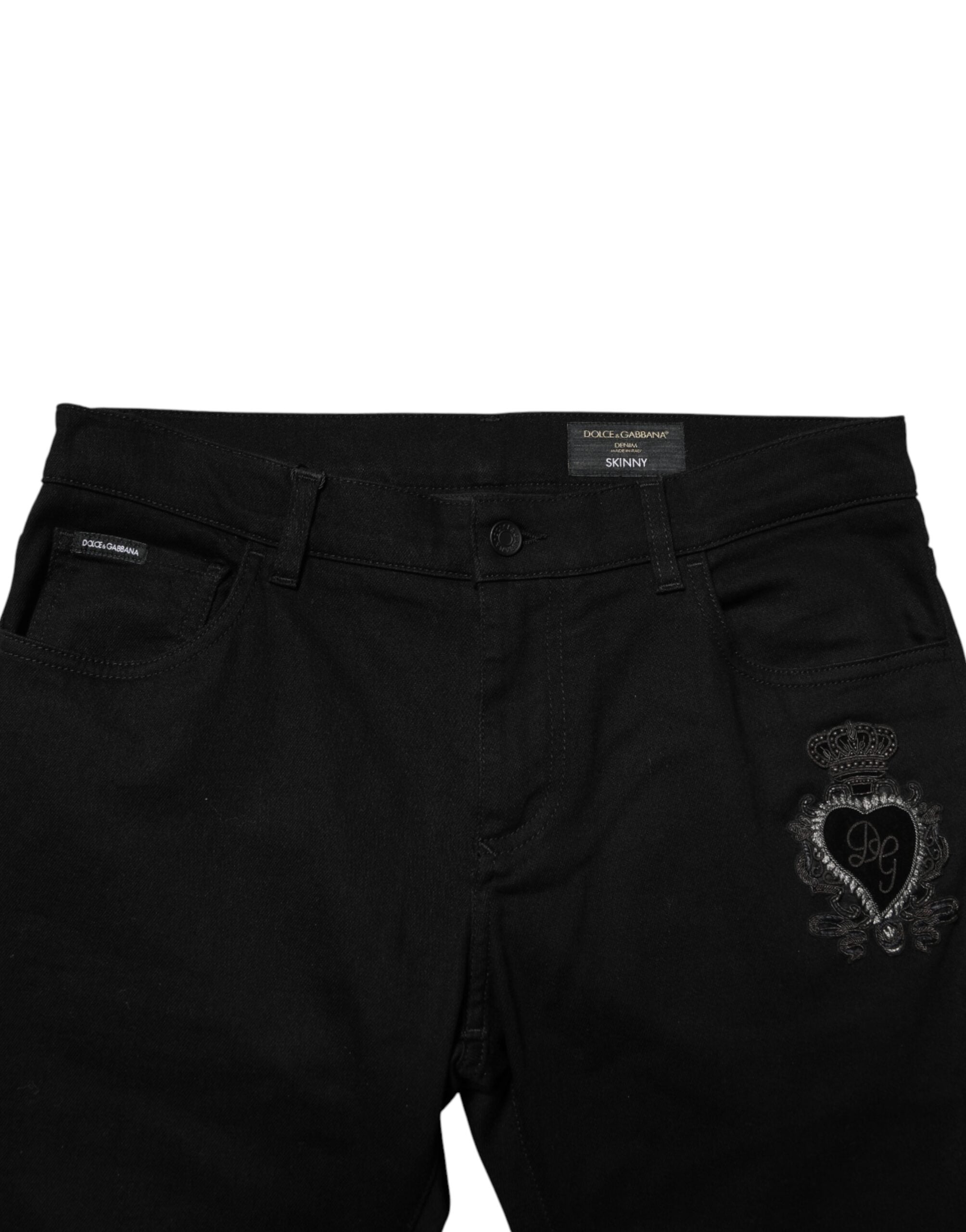 Dolce & Gabbana Black Sacred Heart Men Cotton Denim Jeans