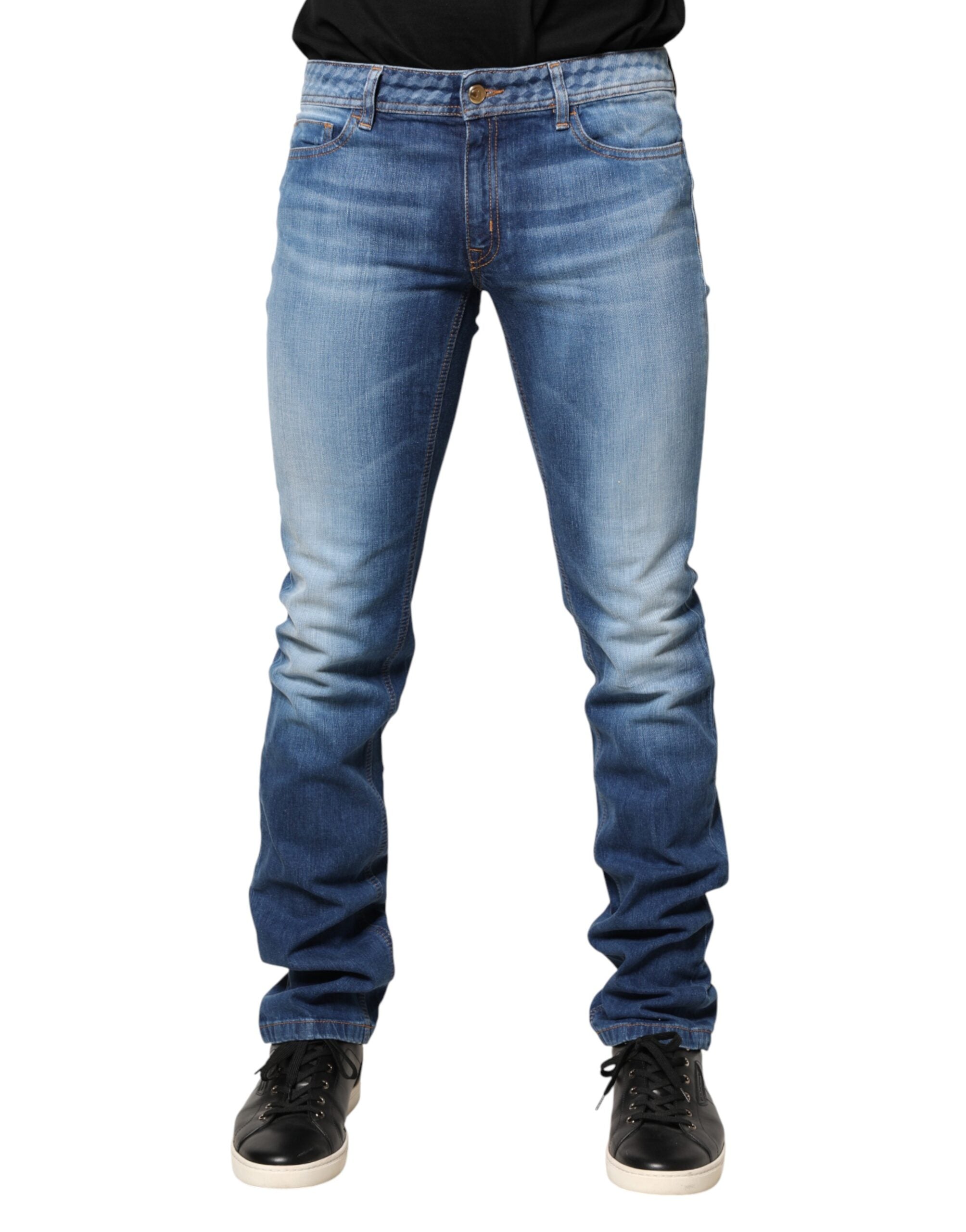 Just Cavalli Blue Washed Mid Waist Skinny Denim Trouser Jeans