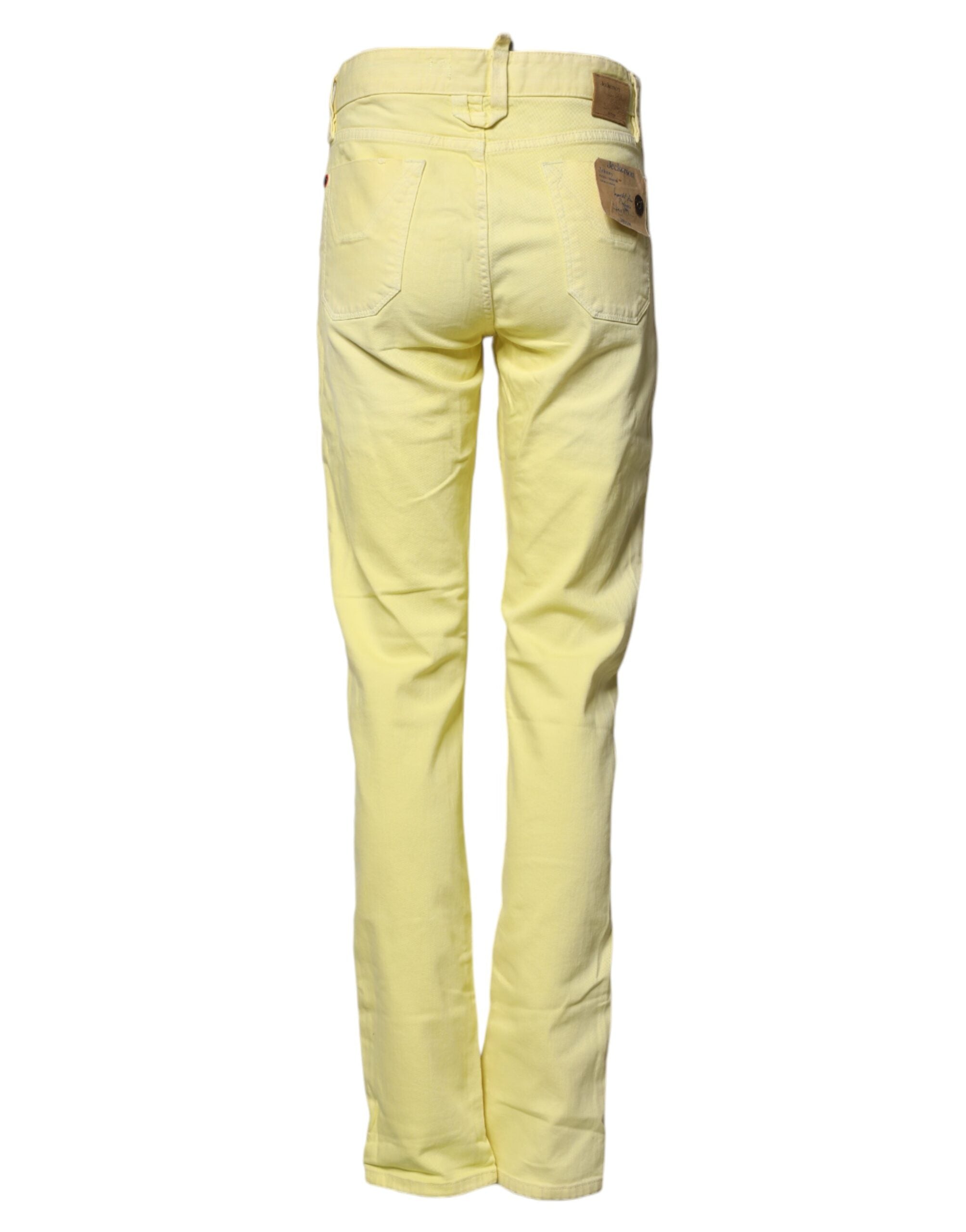 Jeckerson Yellow Mid Waist Straight Fit Men Denim Trouser Jeans