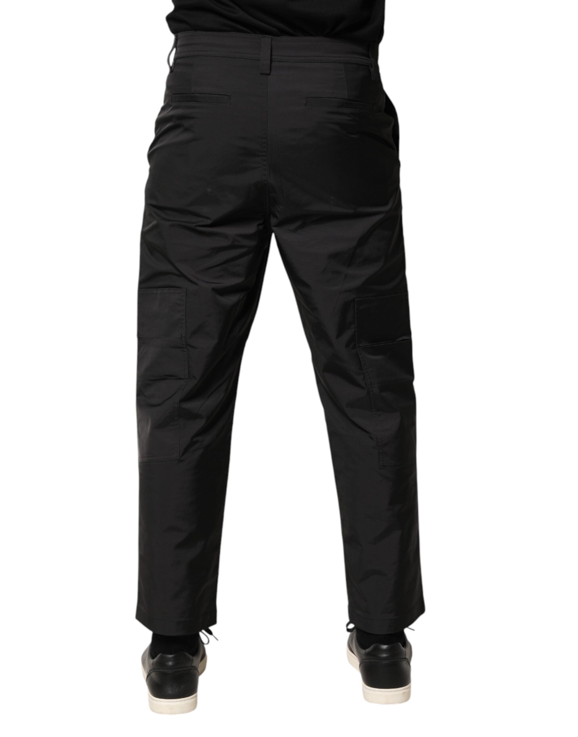 Valentino Black Mid Waist Men Tapered Dress Trouser Pants