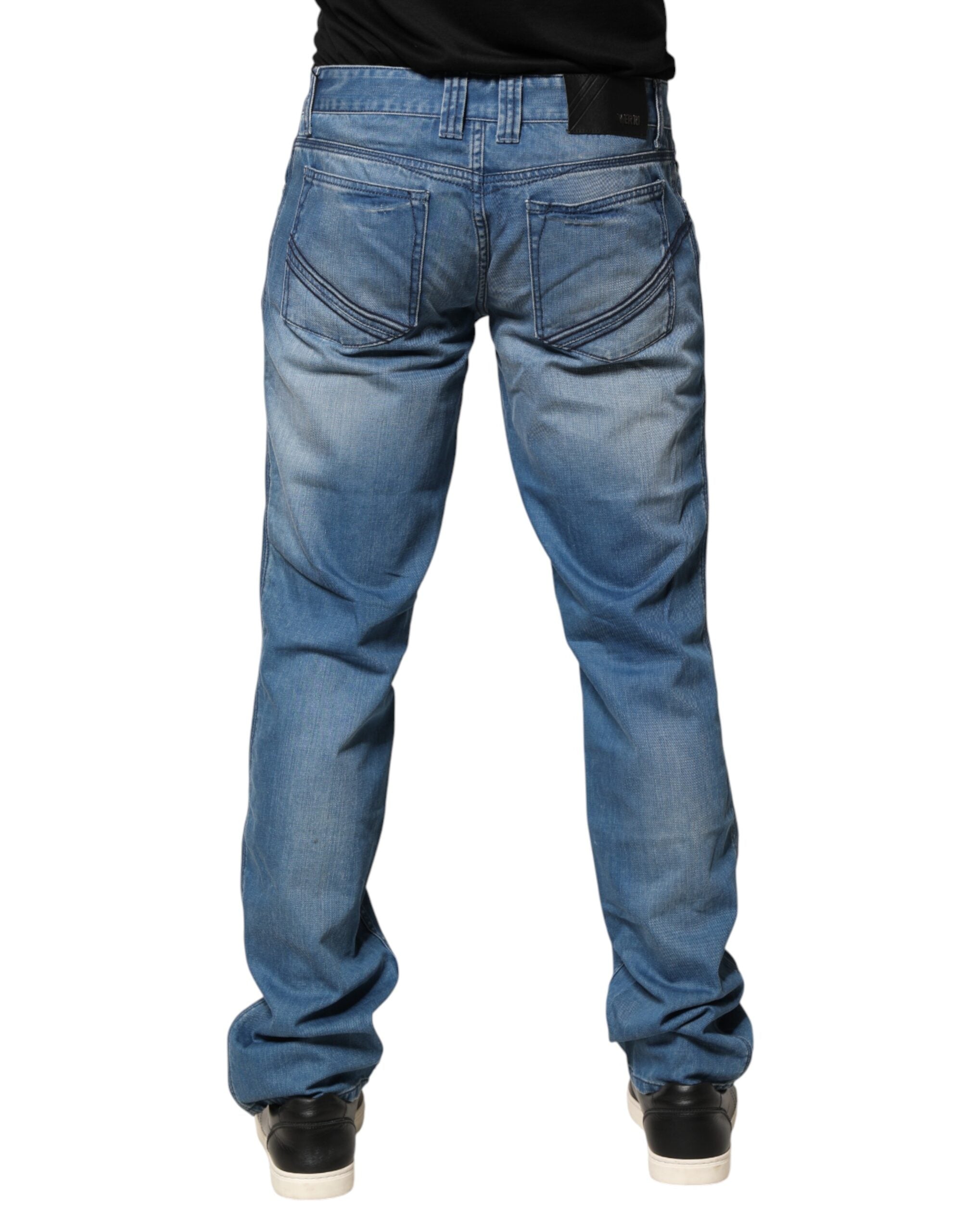 Verri Blue Washed Cotton Skinny Fit Men Denim Trouser Jeans