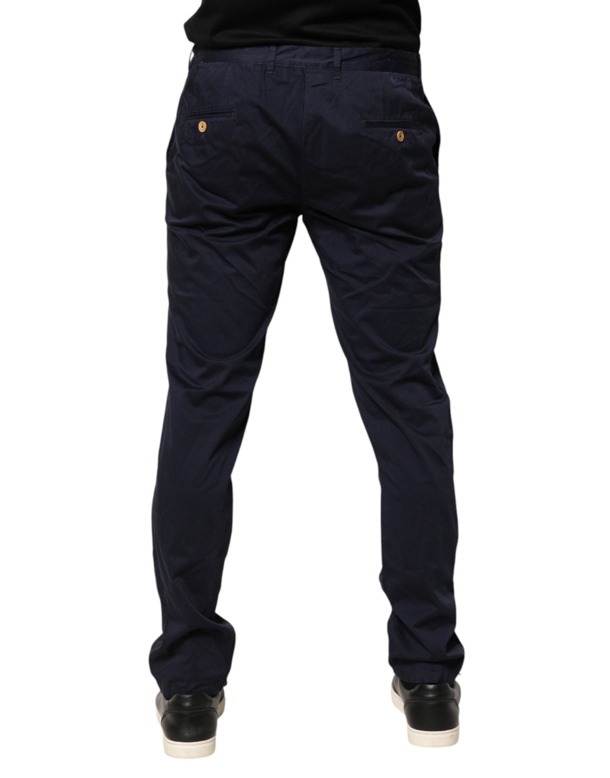 Domenico Tagliente Navy Blue Skinny Chino Mid Waist Men Pants