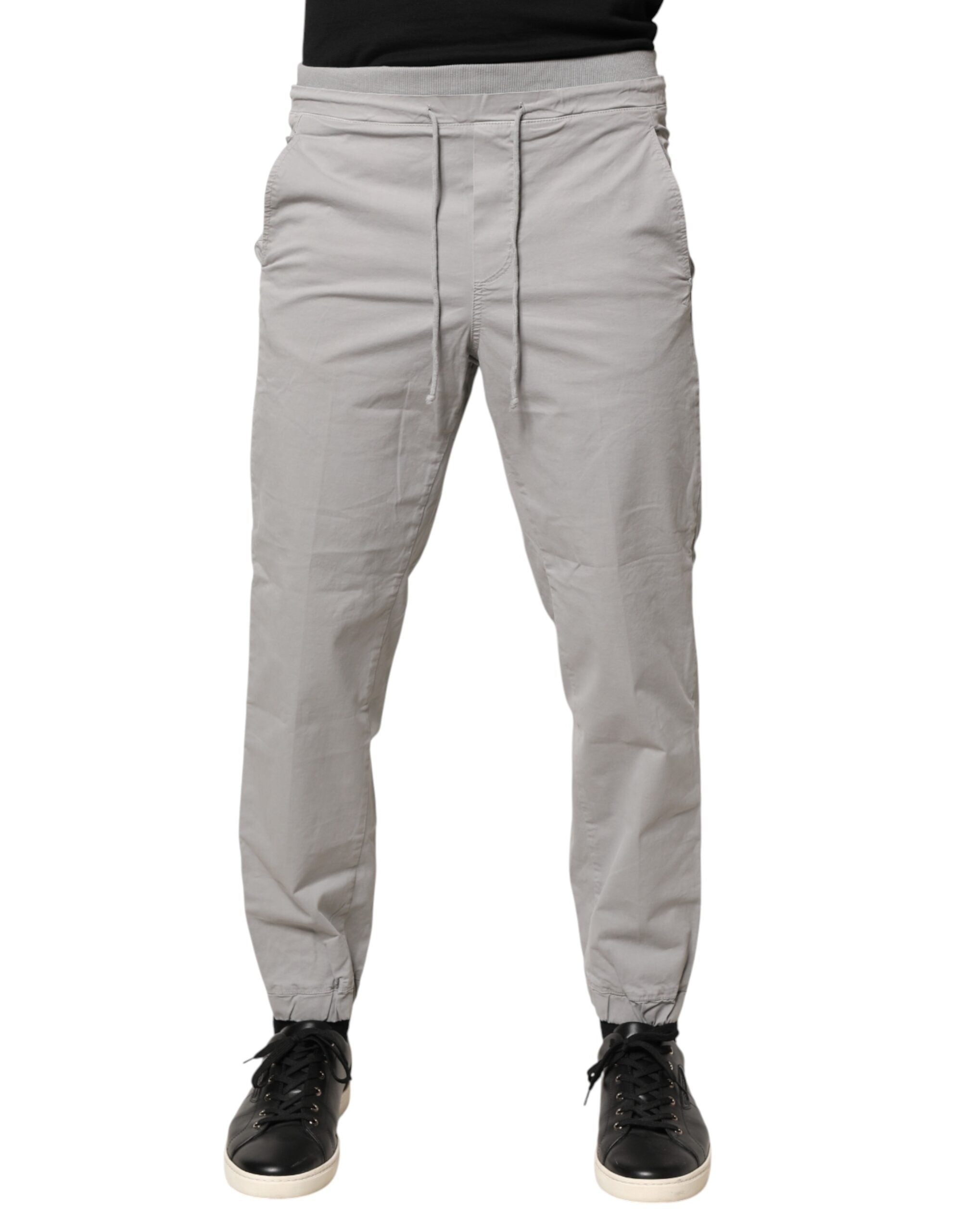 Dondup Light Gray Cotton Mid Waist Skinny Men Jogger Trouser Pants