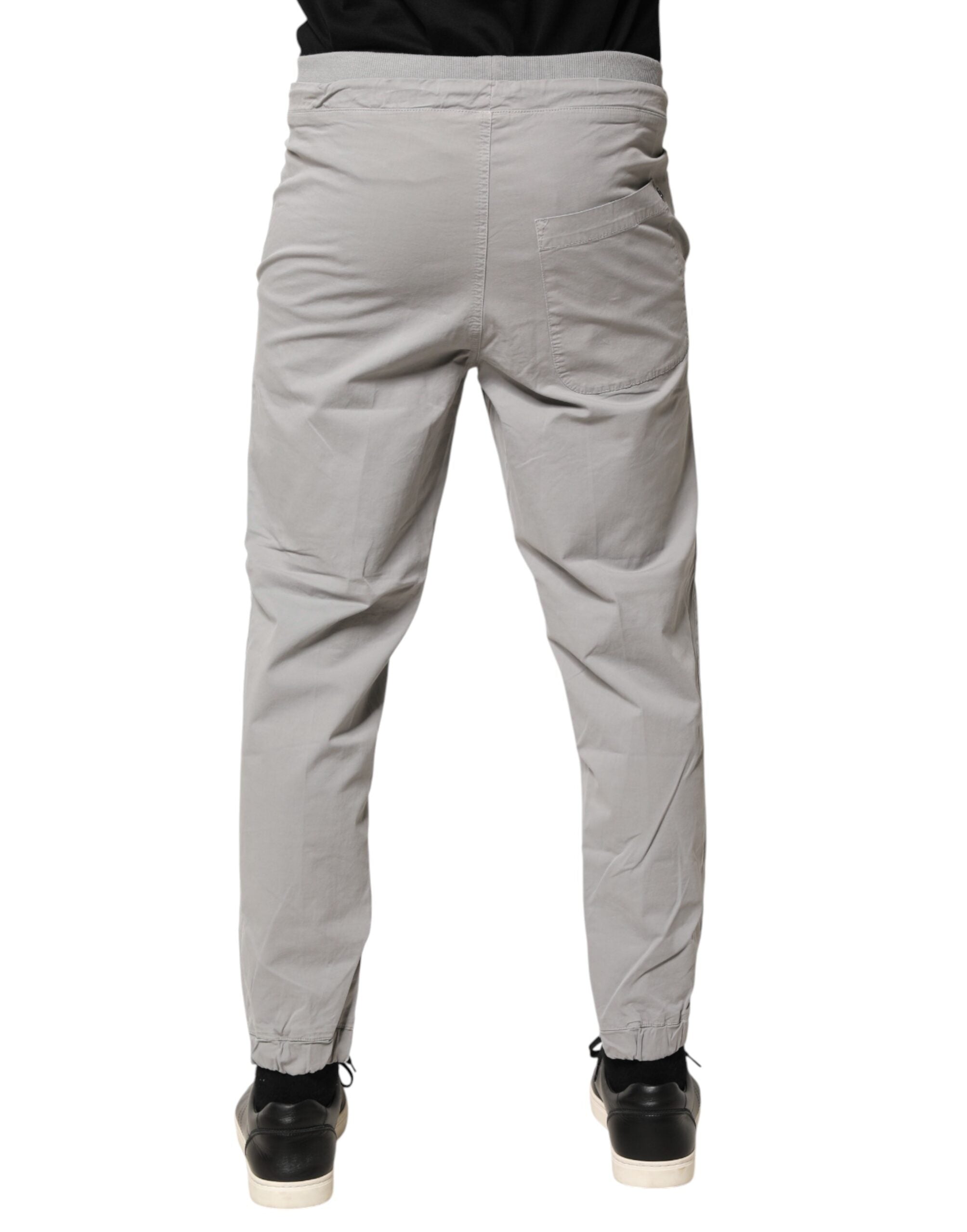 Dondup Light Gray Cotton Mid Waist Skinny Men Jogger Trouser Pants