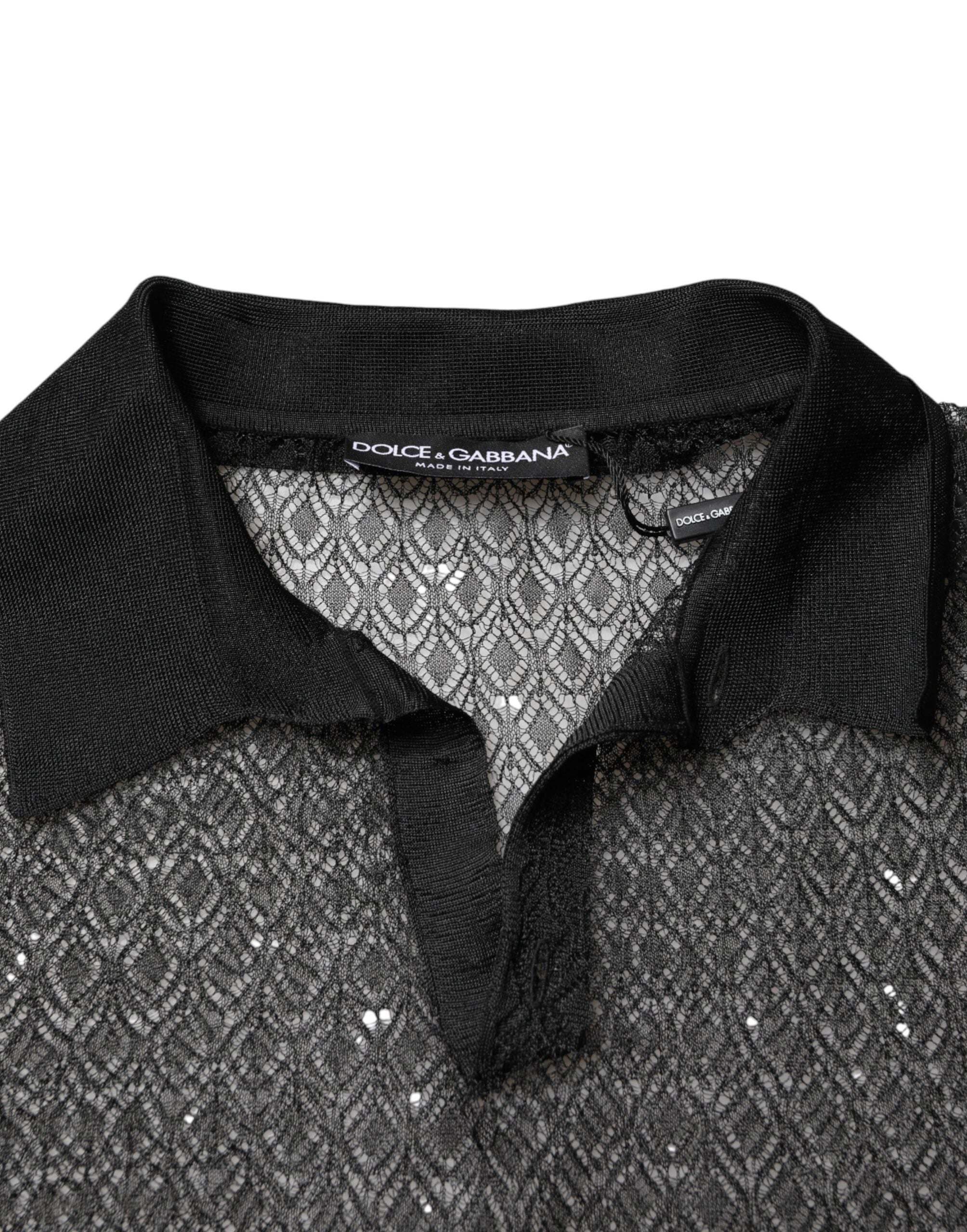 Dolce & Gabbana Sort Transparent Kortærmet Casual Polotop