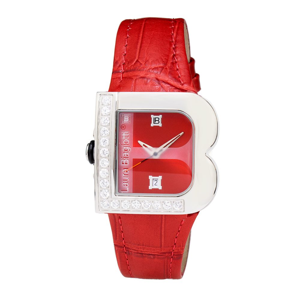 Laura Biagiotti Red Leather Dress Watch