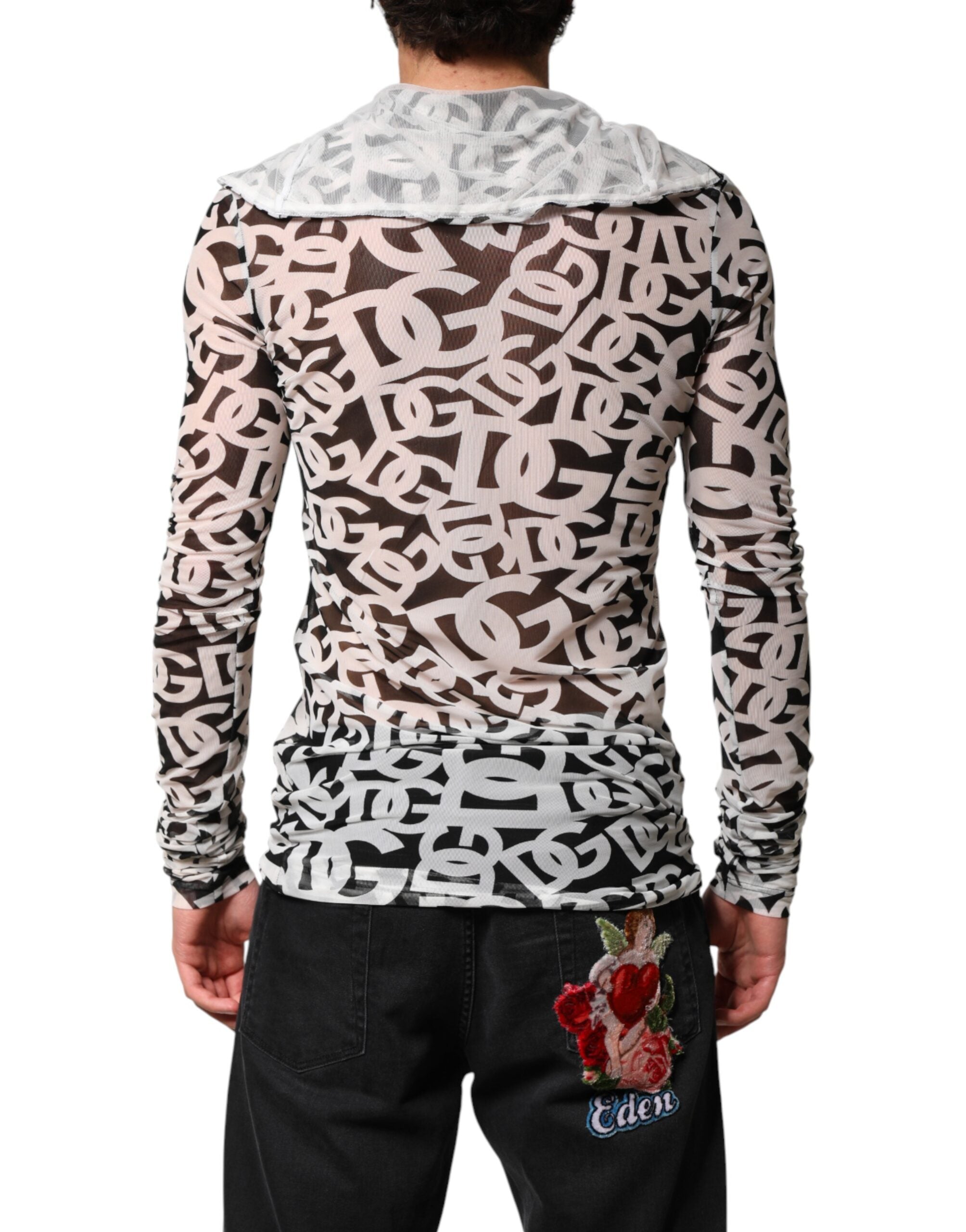 Dolce & Gabbana White DG Logo Long Sleeves Turtleneck Top