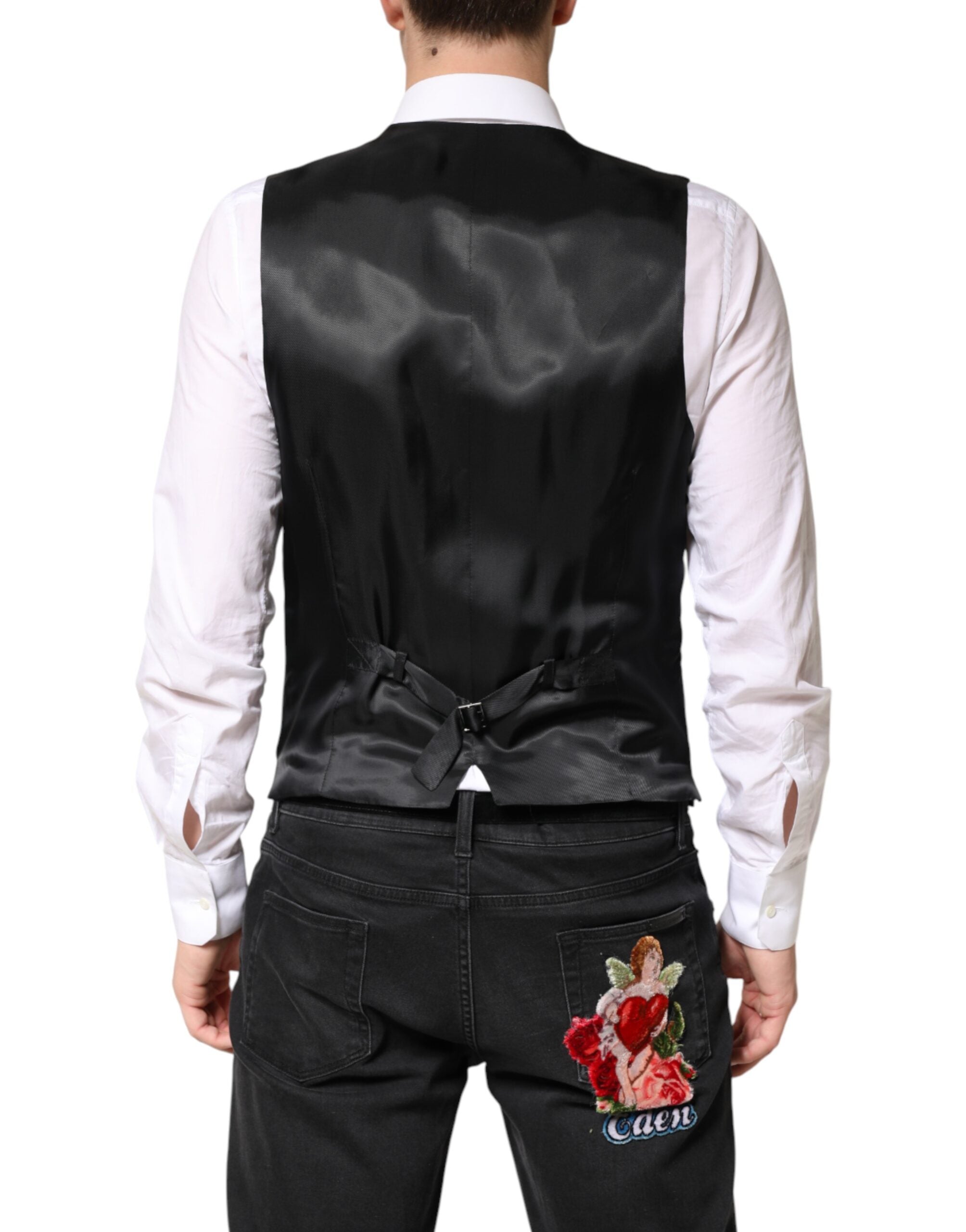 Dolce &amp; Gabbana Sorte Striber Uldkjole Herrevest
