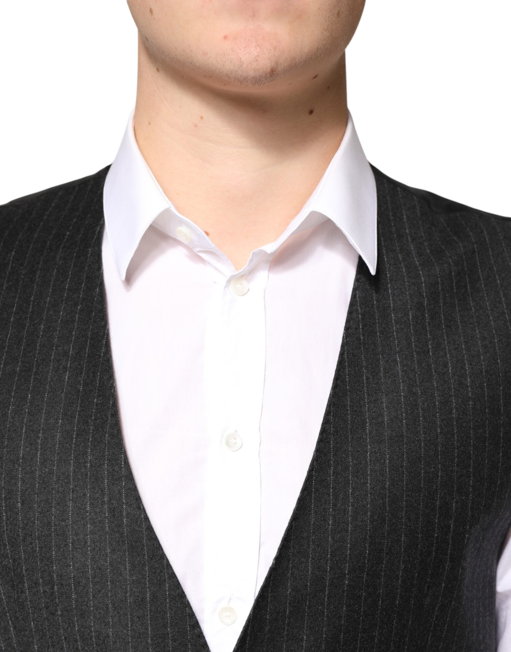 Dolce &amp; Gabbana Sorte Striber Uldkjole Herrevest