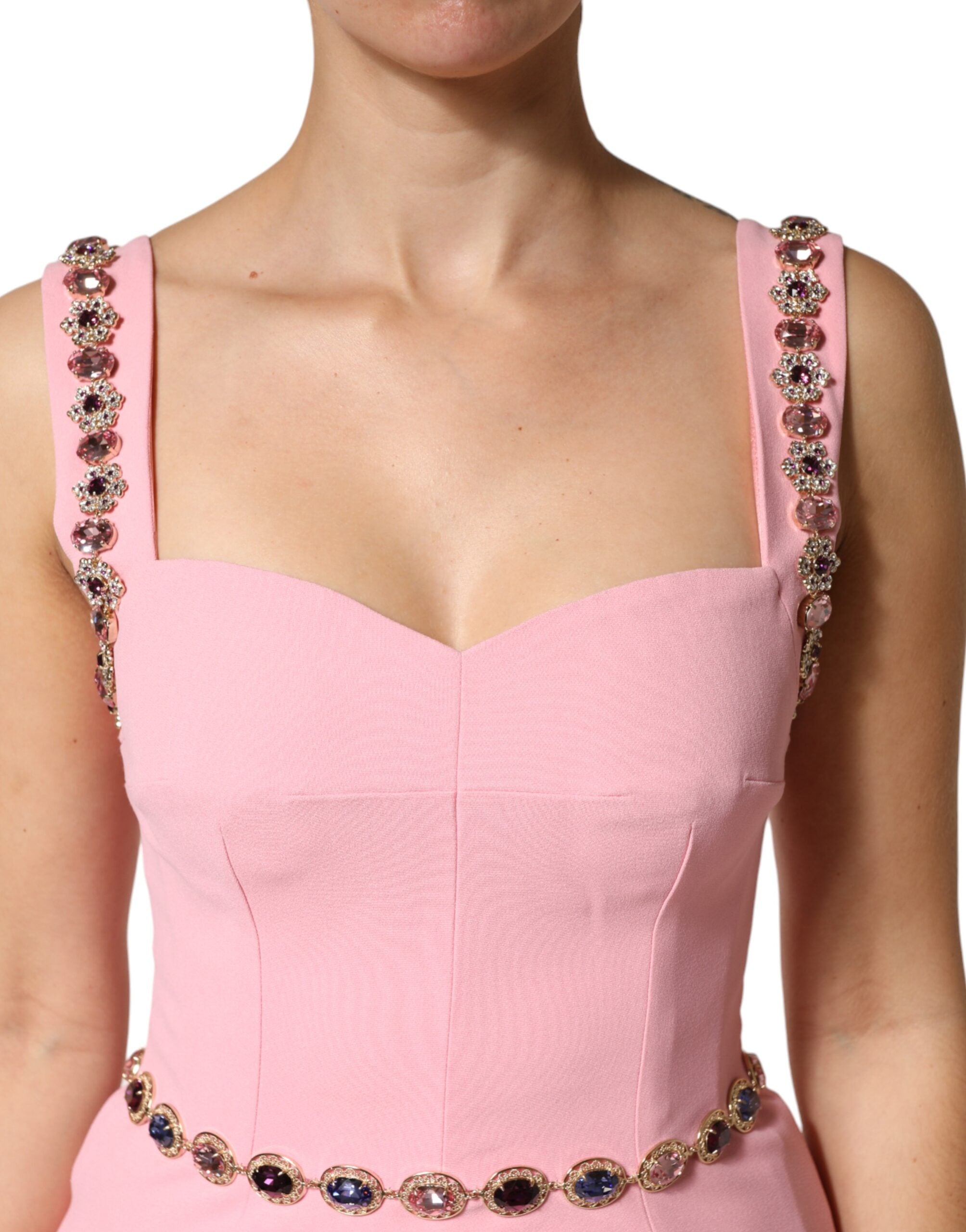 Dolce &amp; Gabbana Rosa Kristallklänning Med Sjöjungfrumotiv